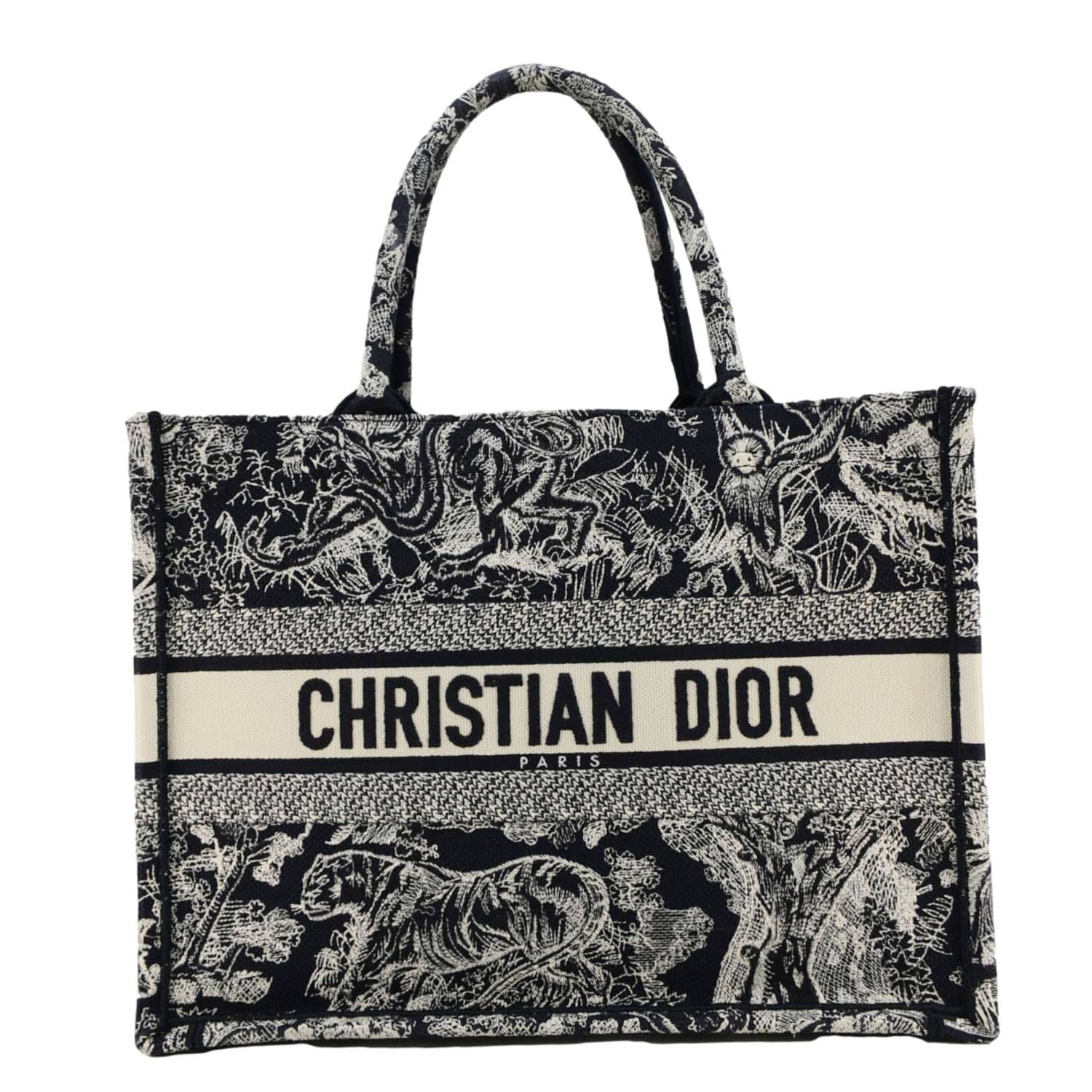 CHRISTIAN DIOR Book Medium Toile De Jouy Reverse Embroidery Tote Blue