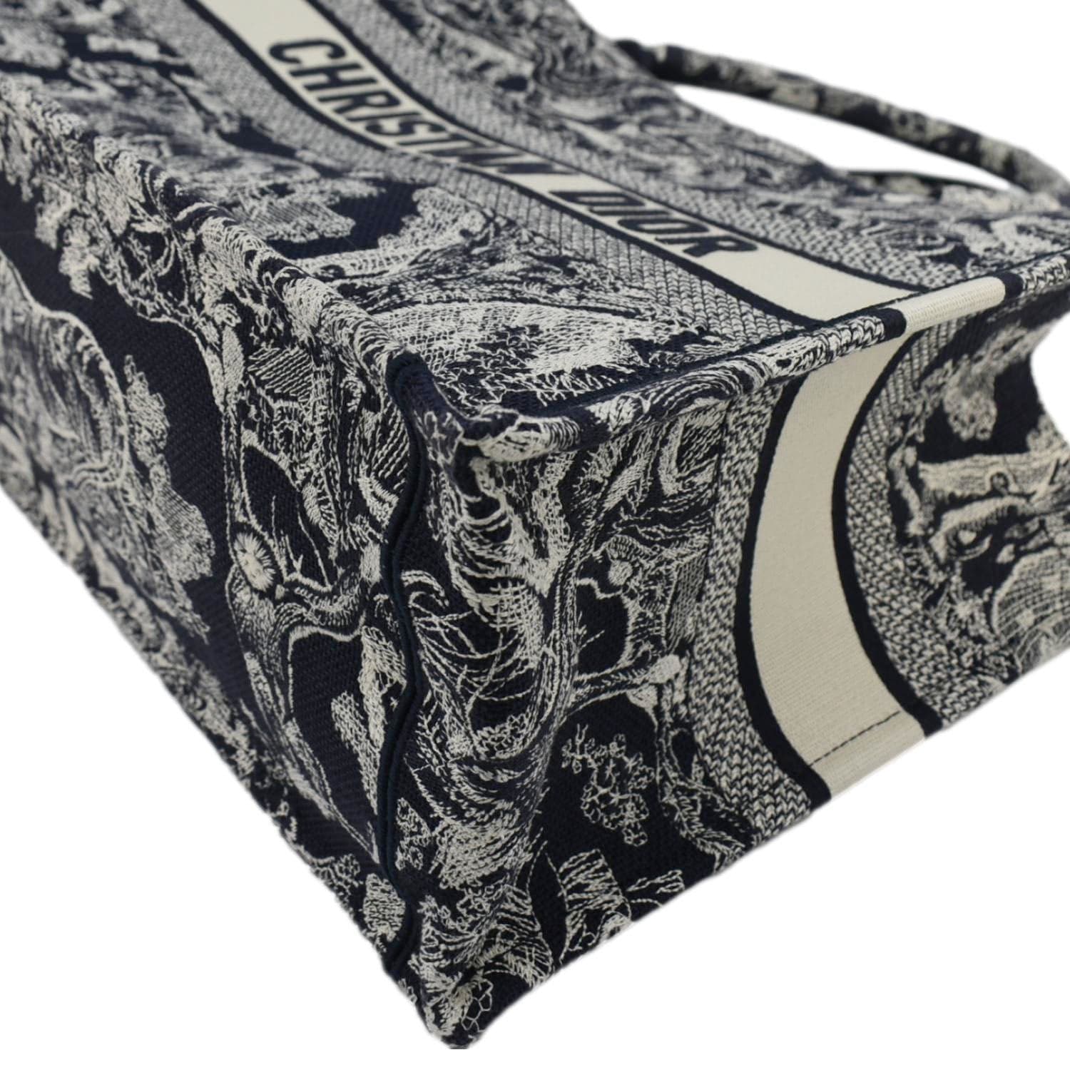 CHRISTIAN DIOR Book Medium Toile De Jouy Reverse Embroidery Tote Blue - Image 7