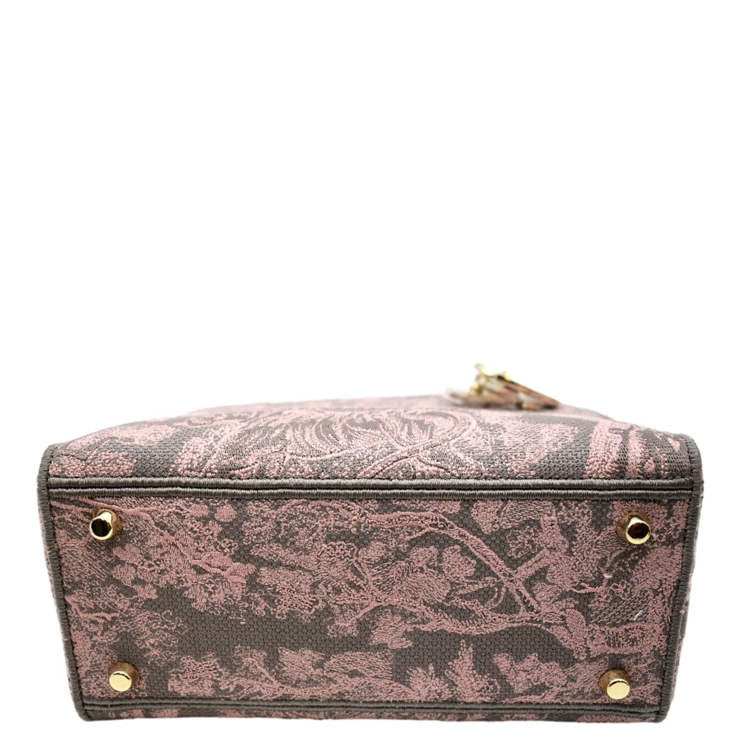 CHRISTIAN DIOR Medium Lady D-Lite Embroidered Canvas Shoulder Bag Rose Des - Image 9