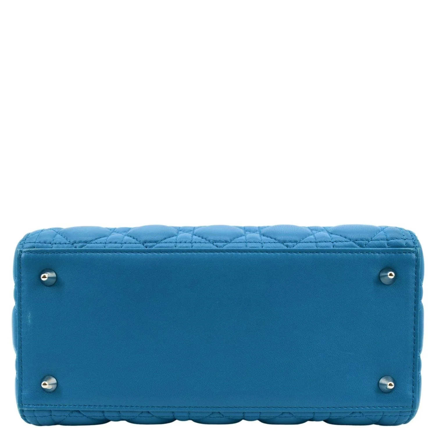 CHRISTIAN DIOR Medium Lady Dior Cannage Lambskin Leather Shoulder Bag Blue - Image 9