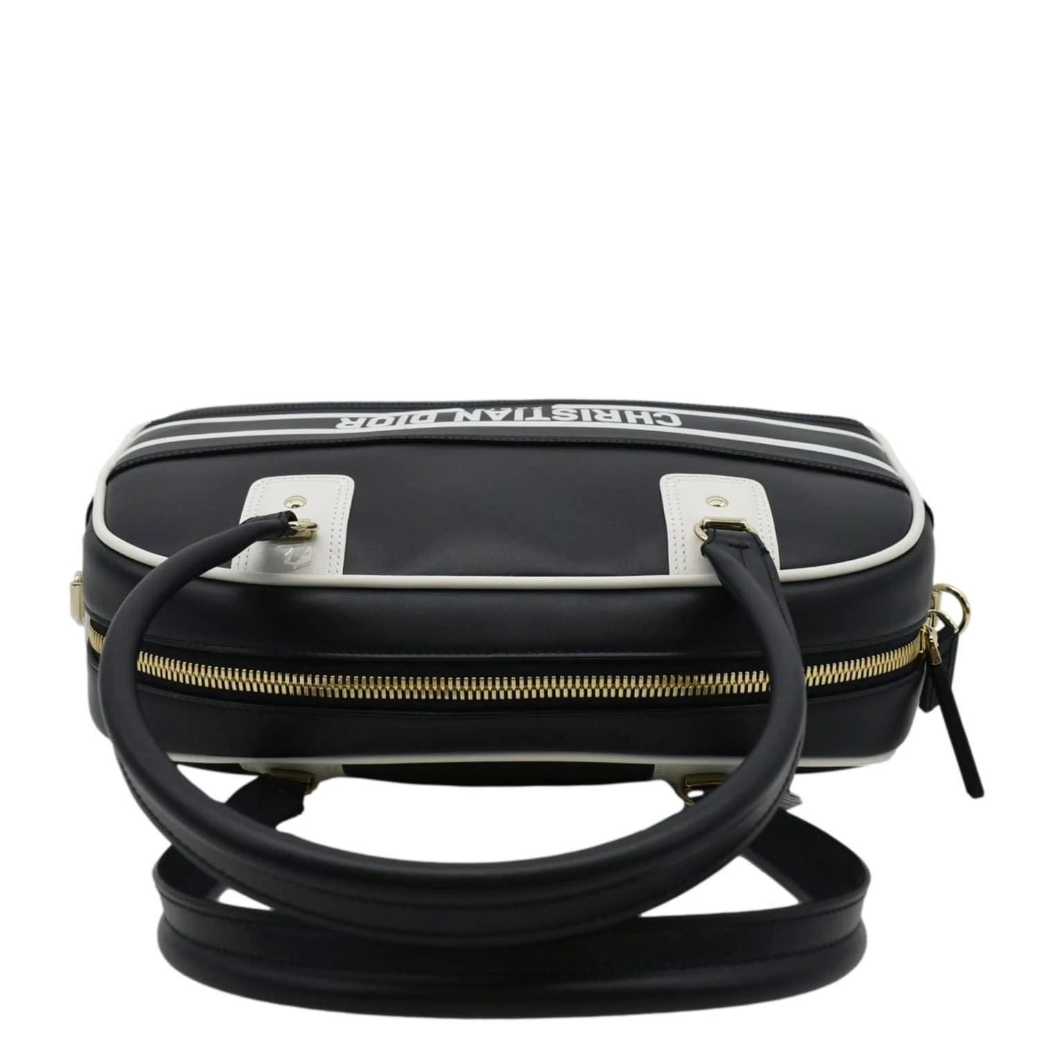 CHRISTIAN DIOR Vibe Zip Bowling Medium Leather Shoulder Bag Navy Blue - Image 5