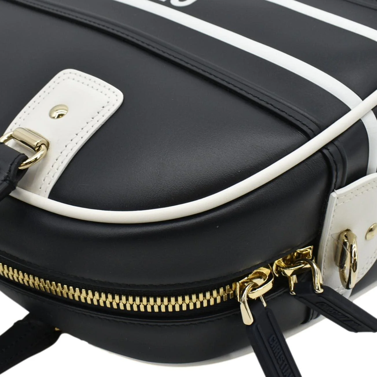 CHRISTIAN DIOR Vibe Zip Bowling Medium Leather Shoulder Bag Navy Blue - Image 7