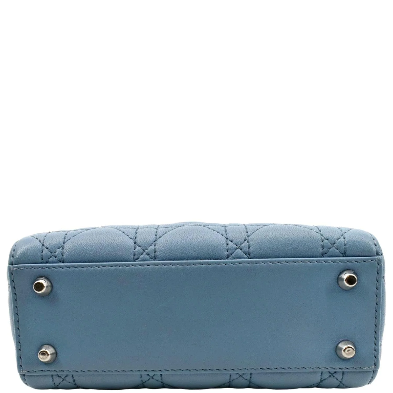 CHRISTIAN DIOR Mini Lady Dior Cannage Lambskin Leather Shoulder Bag Blue - Image 10
