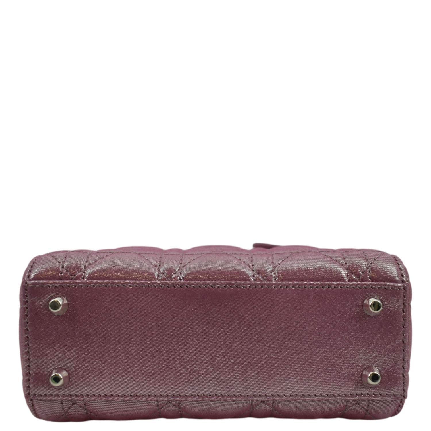 CHRISTIAN DIOR Mini Lady Dior Pearlescent Cannage Lambskin Shoulder Bag Dark Pink - Image 9