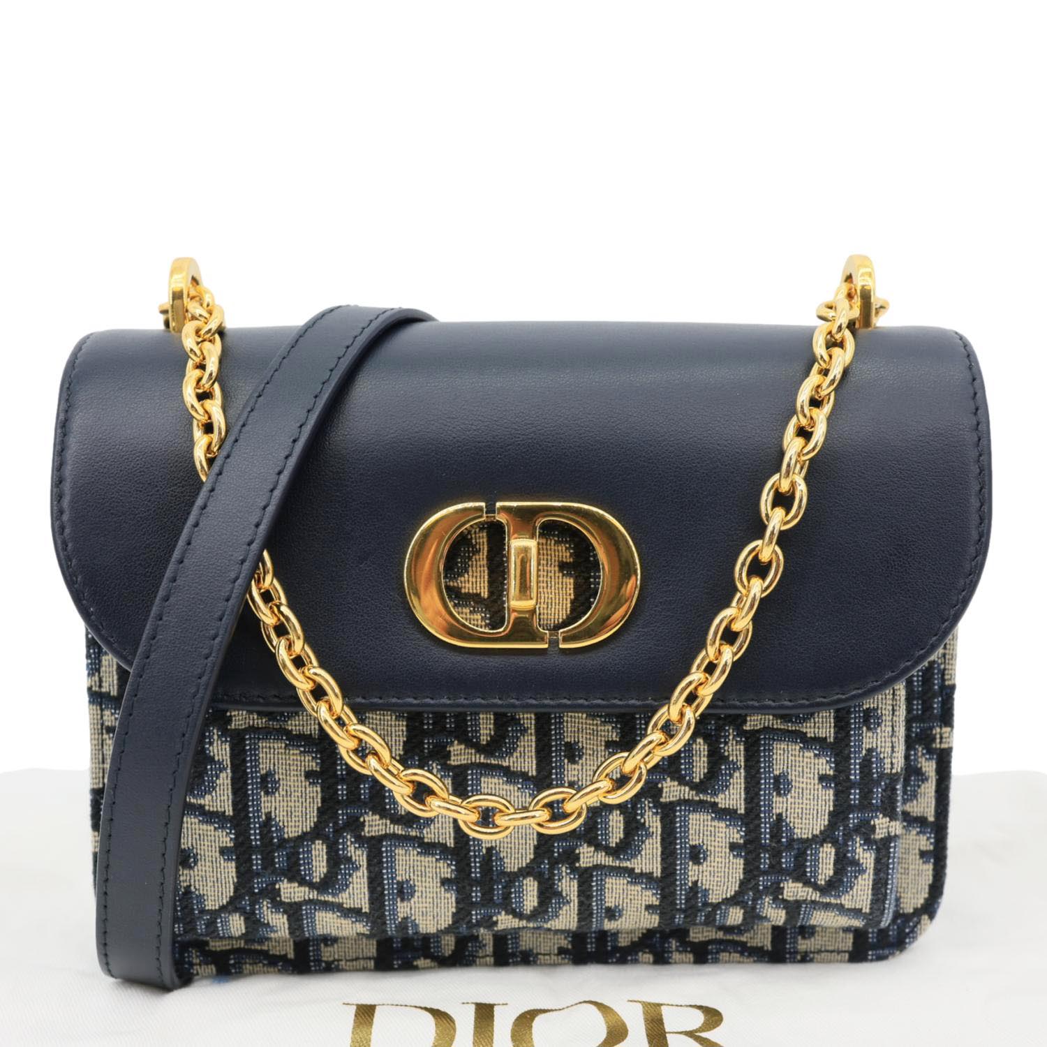 CHRISTIAN DIOR Miss Maddy Flap Mini Oblique Canvas Crossbody Bag Navy Blue - Image 3