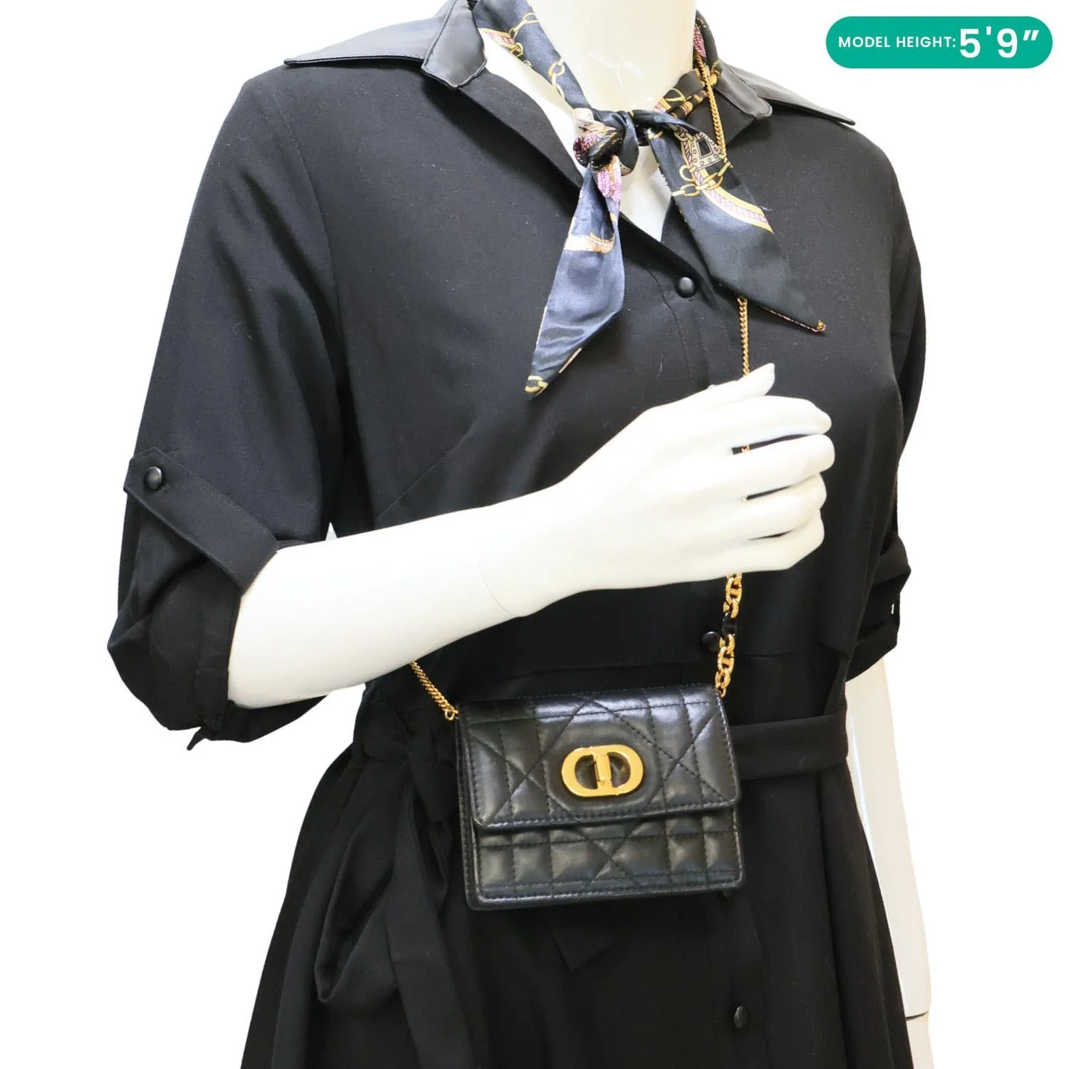 CHRISTIAN DIOR Miss Caro Micro Cannage Lambskin Leather Crossbody Bag Black - Image 2