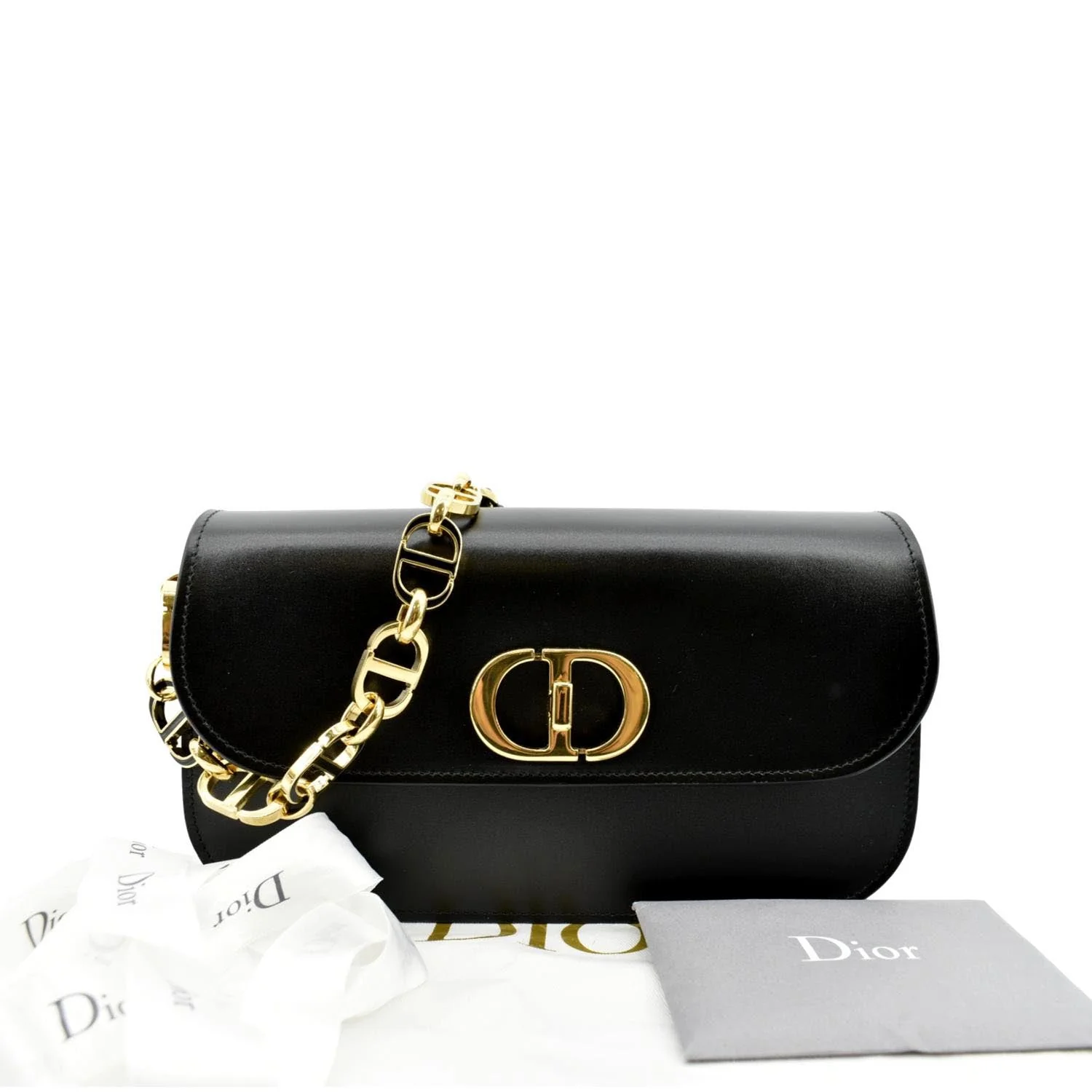 CHRISTIAN DIOR Montaigne Avenue Leather Shoulder Bag Black - Image 3