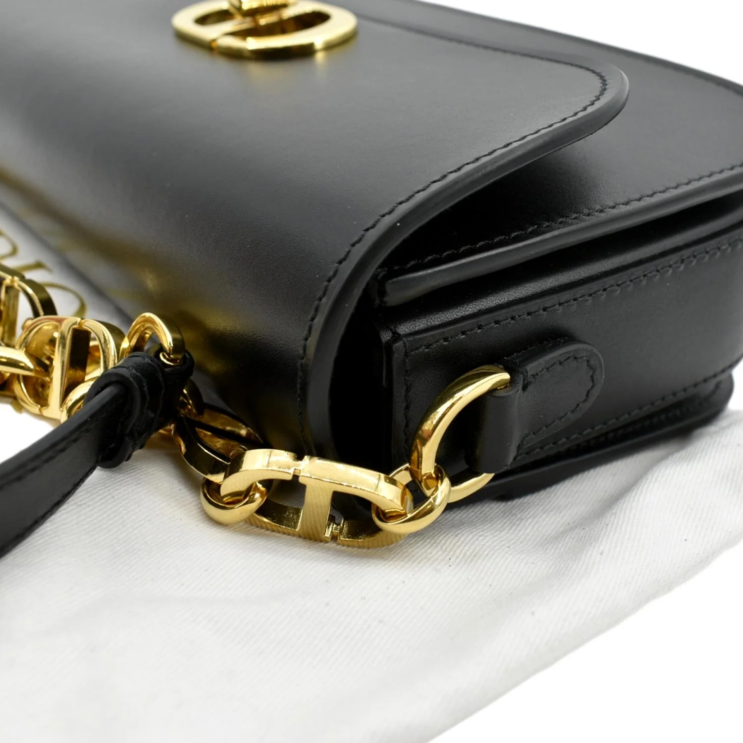 CHRISTIAN DIOR Montaigne Avenue Leather Shoulder Bag Black - Image 6