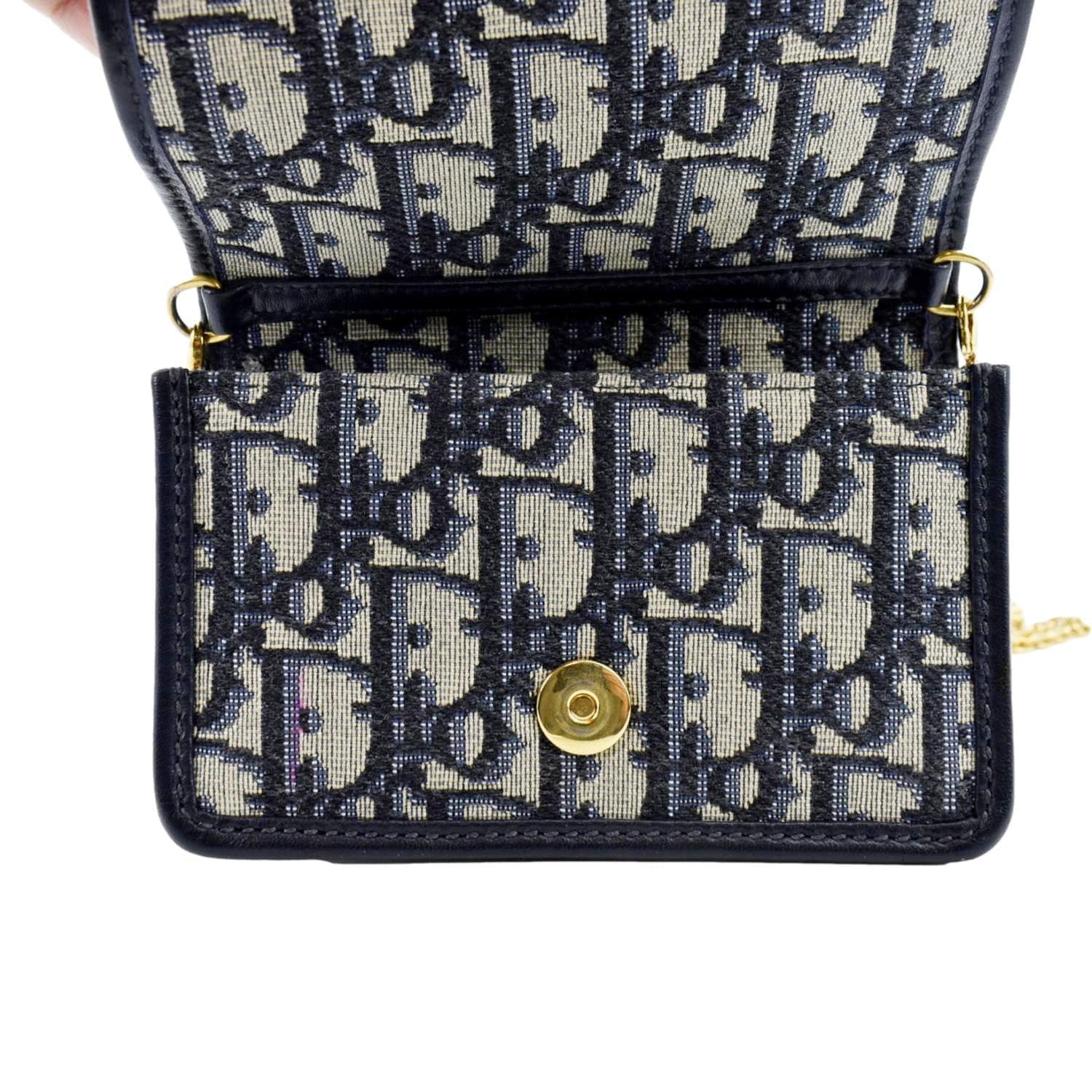 CHRISTIAN DIOR Montaigne Oblique Jacquard Pouch Navy Blue - Image 10