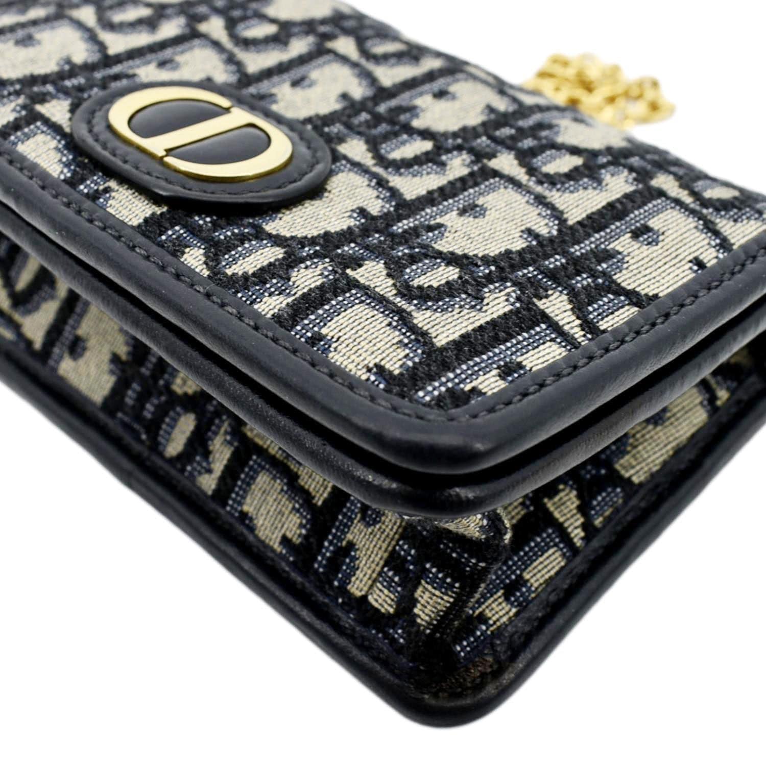 CHRISTIAN DIOR Montaigne Oblique Jacquard Pouch Navy Blue - Image 8