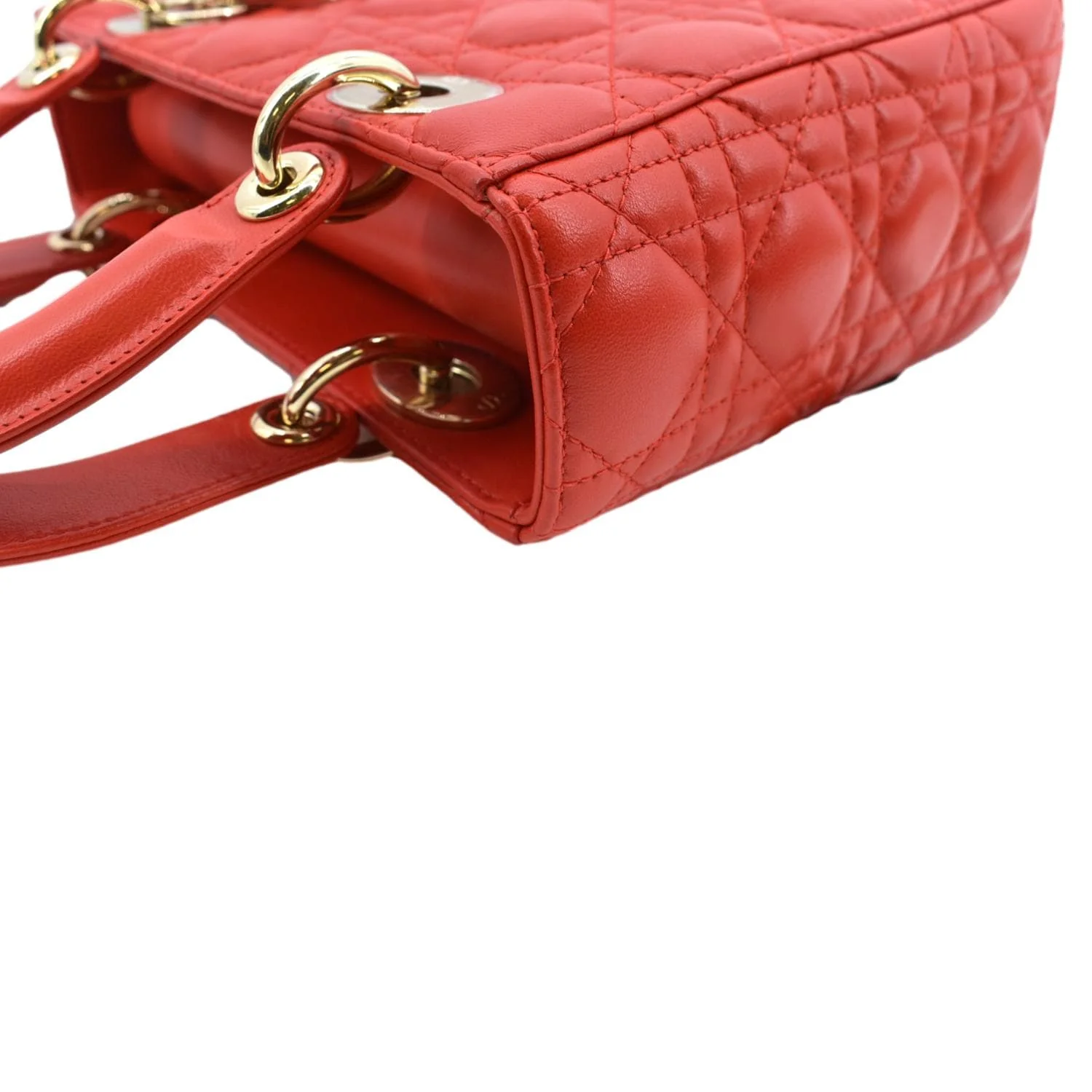 CHRISTIAN DIOR MY ABCDior Small Cannage Lambskin Leather Shoulder Bag Red - Image 6
