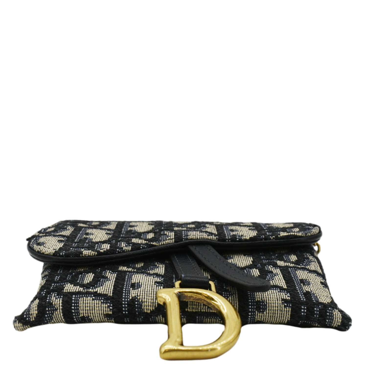 CHRISTIAN DIOR Nano Saddle Oblique Chain Wallet Navy Blue - Image 10