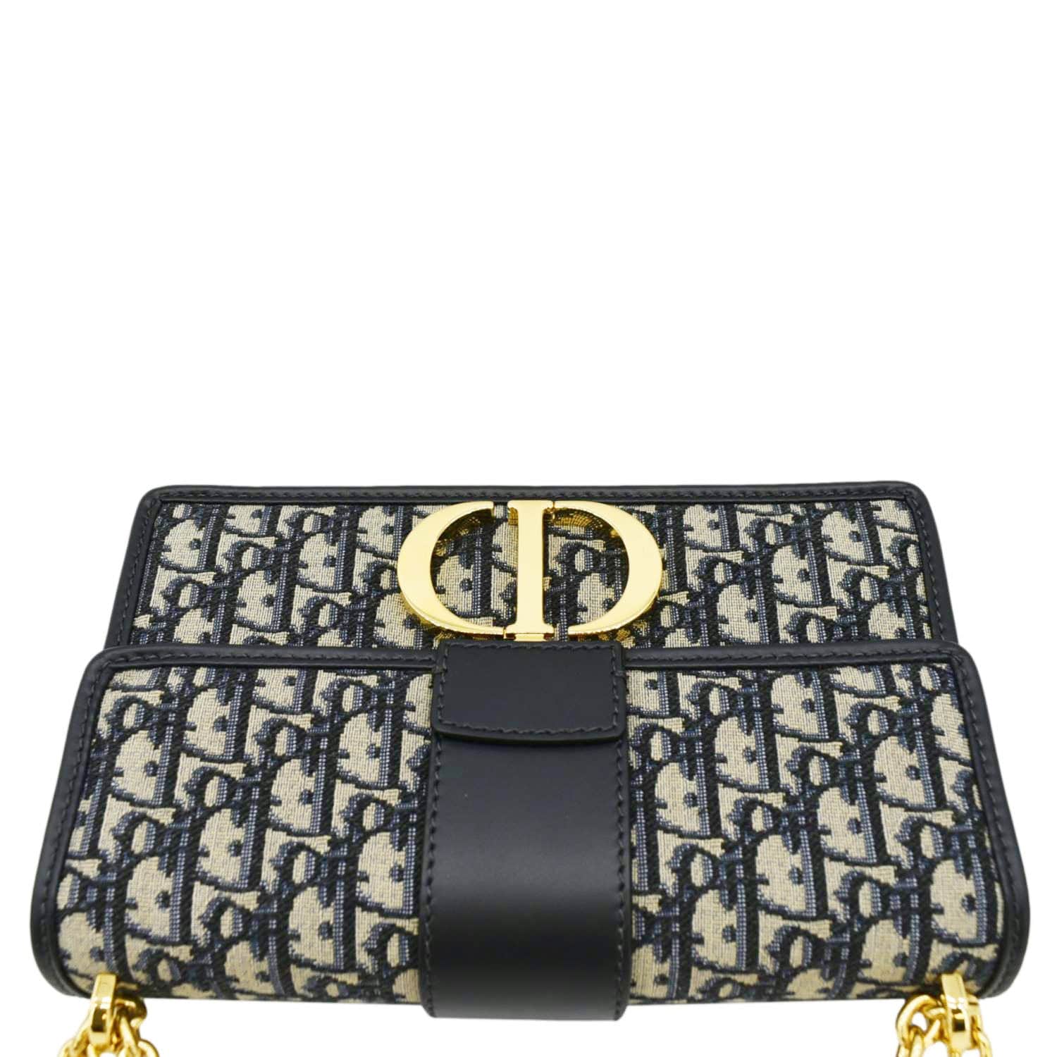 CHRISTIAN DIOR 30 Montaigne Oblique Jacquard Crossbody Clutch Bag Blue - Image 4