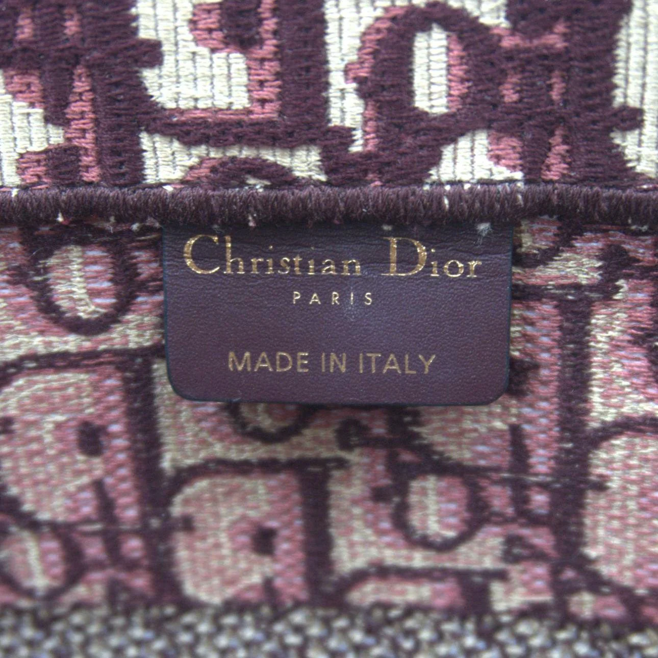 CHRISTIAN DIOR Book Medium Oblique Embroidery Tote Bag Burgundy - Image 11