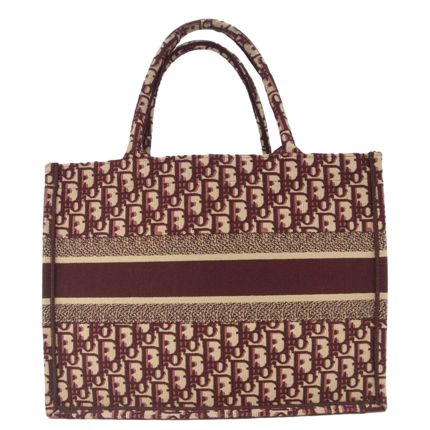 CHRISTIAN DIOR Book Medium Oblique Embroidery Tote Bag Burgundy - Image 4