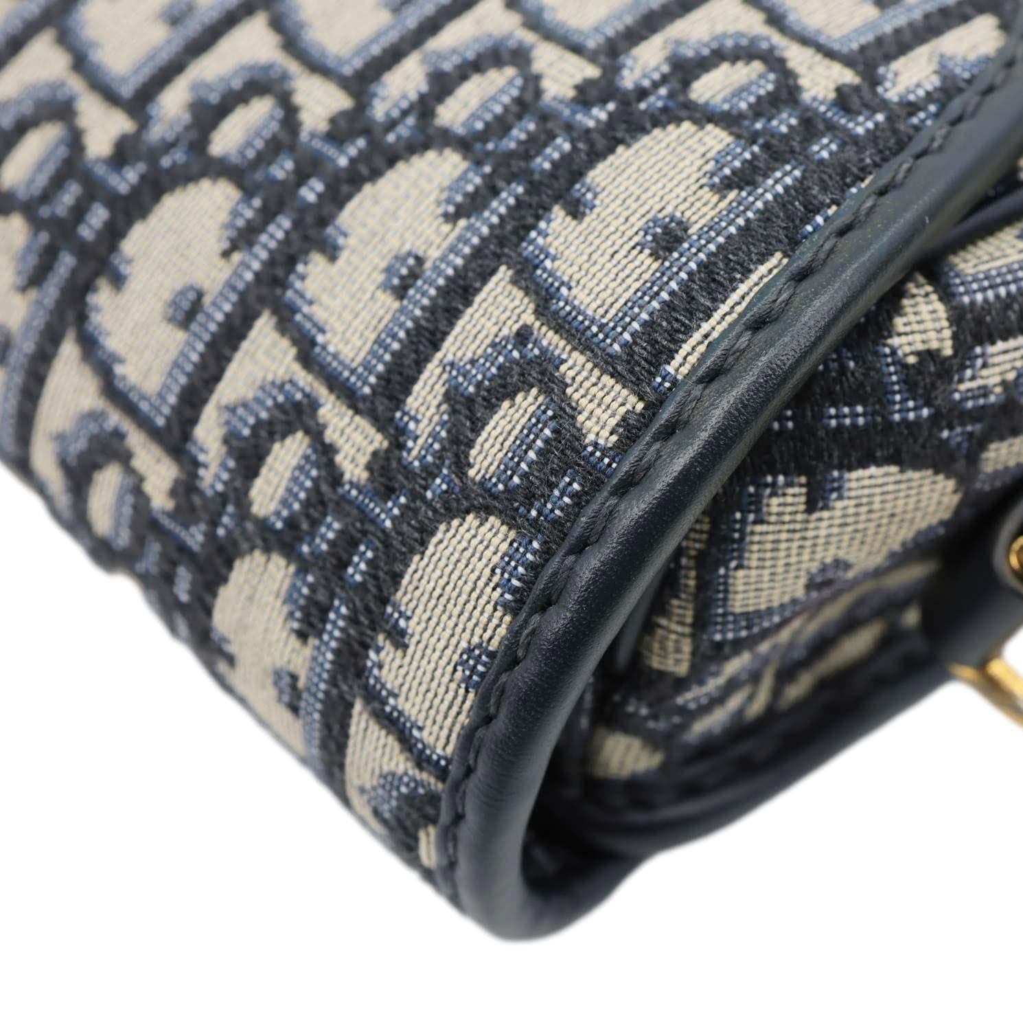 CHRISTIAN DIOR Bobby Medium Oblique Jacquard Canvas Crossbody Bag Navy Blue - Image 5