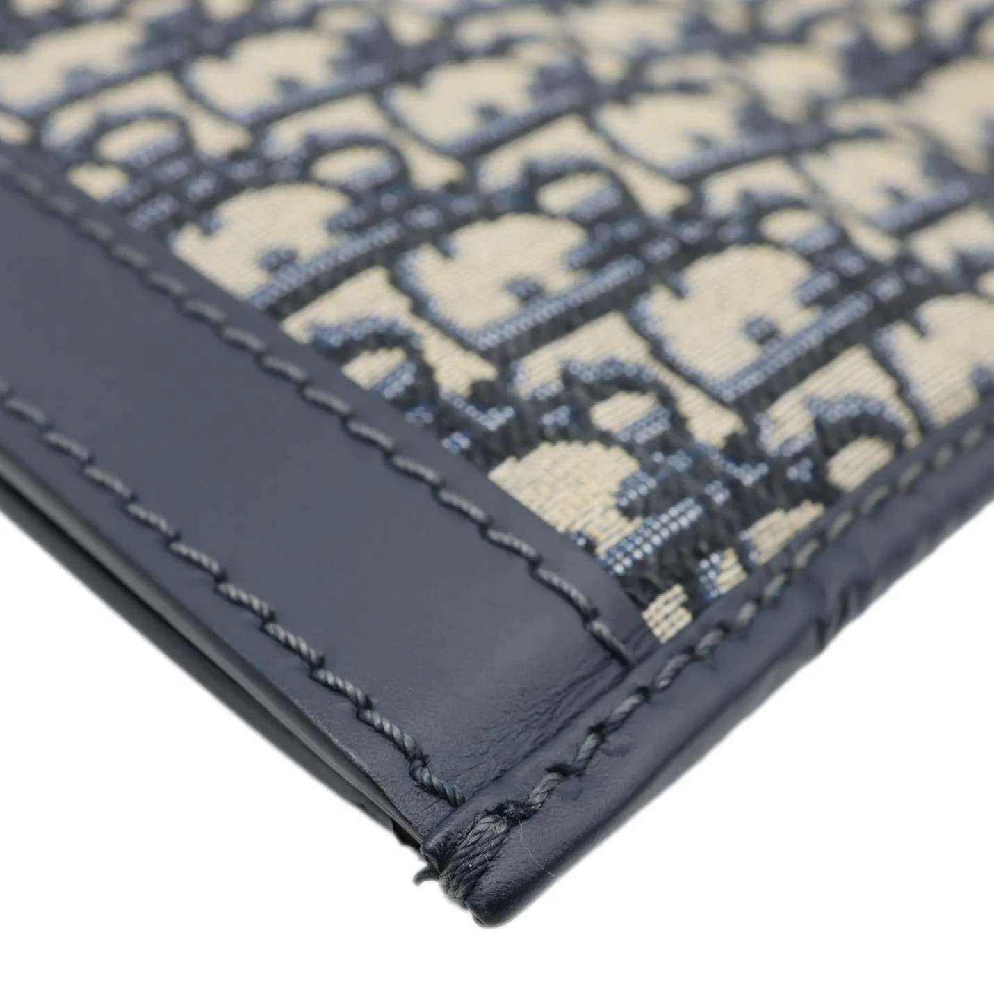 CHRISTIAN DIOR Fold Over Oblique Monogram Canvas Clutch Navy Blue - Image 8
