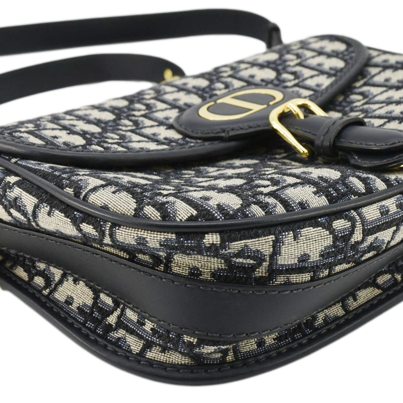 CHRISTIAN DIOR Bobby Medium Oblique Jacquard Canvas Crossbody Bag Navy Blue - Image 8