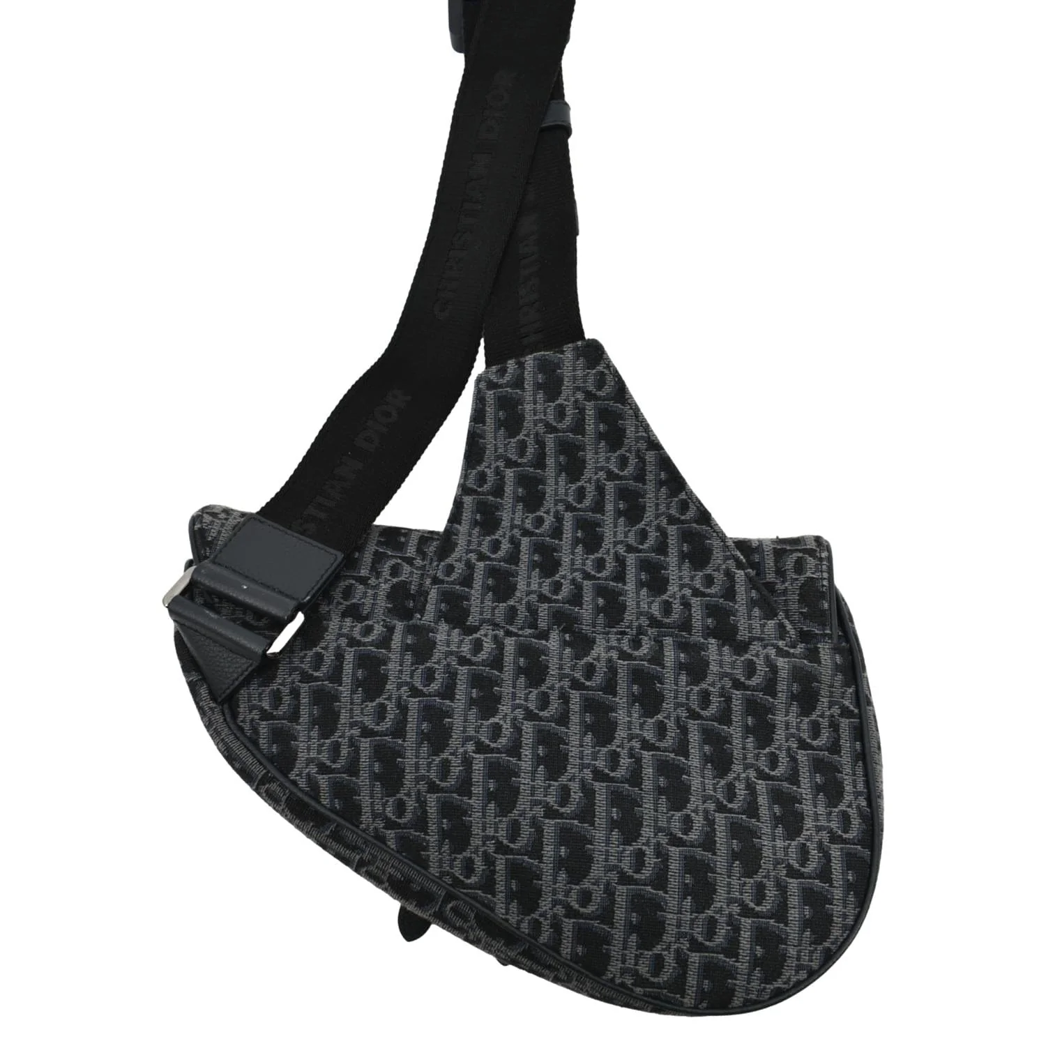 CHRISTIAN DIOR Saddle Oblique Jacquard Crossbody Bag Black - Image 3