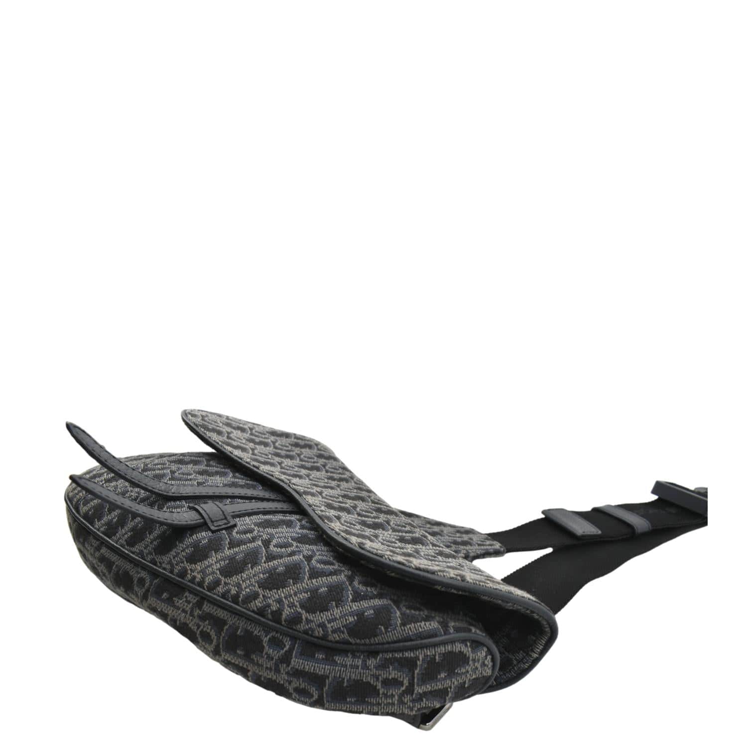 CHRISTIAN DIOR Saddle Oblique Jacquard Crossbody Bag Black - Image 9