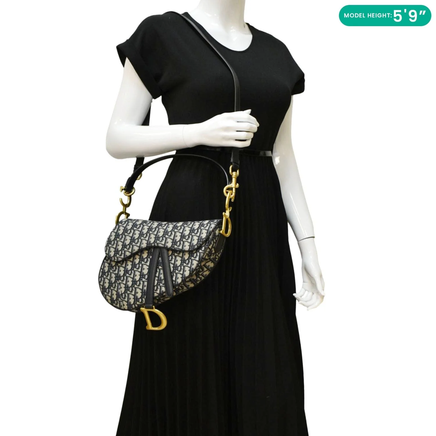 CHRISTIAN DIOR Saddle Oblique Jacquard Crossbody Bag Navy Blue - Image 2