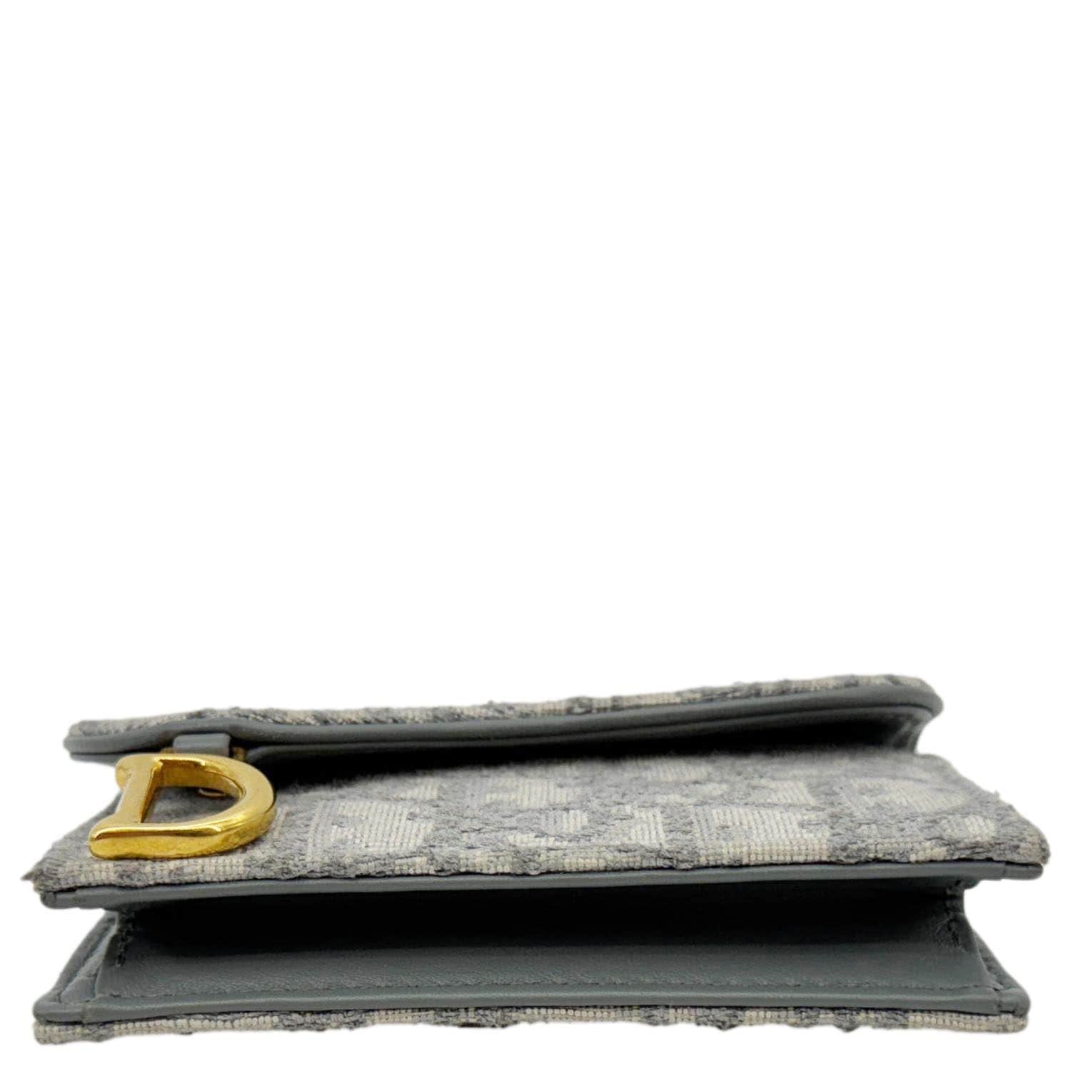 CHRISTIAN DIOR Saddle Oblique Canvas Card Holder Gray - Image 10