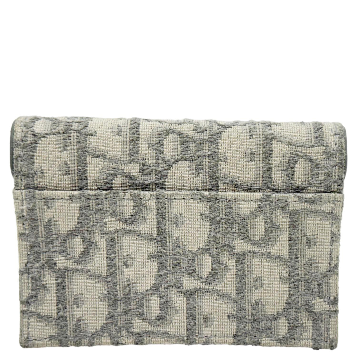 CHRISTIAN DIOR Saddle Oblique Canvas Card Holder Gray - Image 4