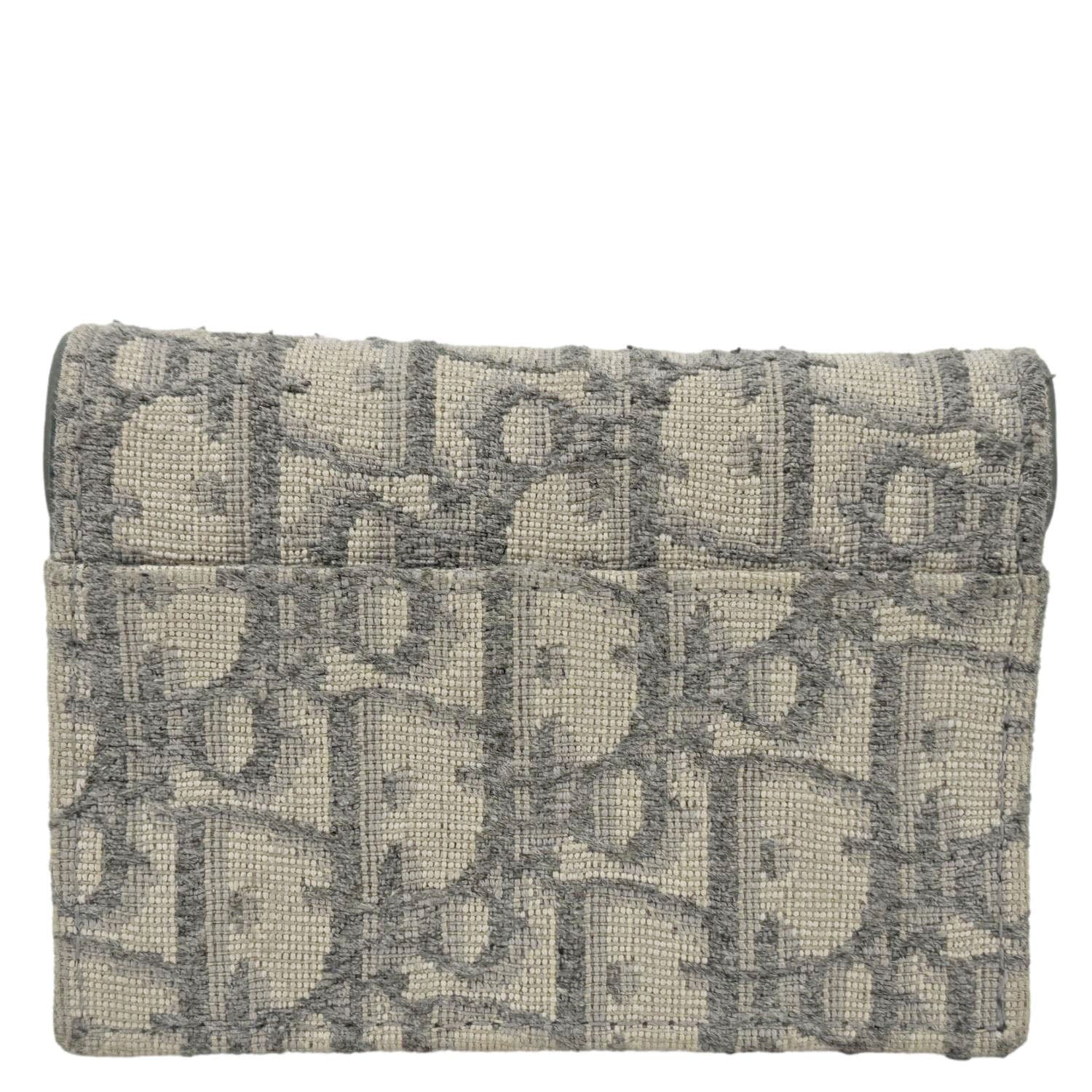 CHRISTIAN DIOR Saddle Oblique Canvas Card Holder Gray - Image 4