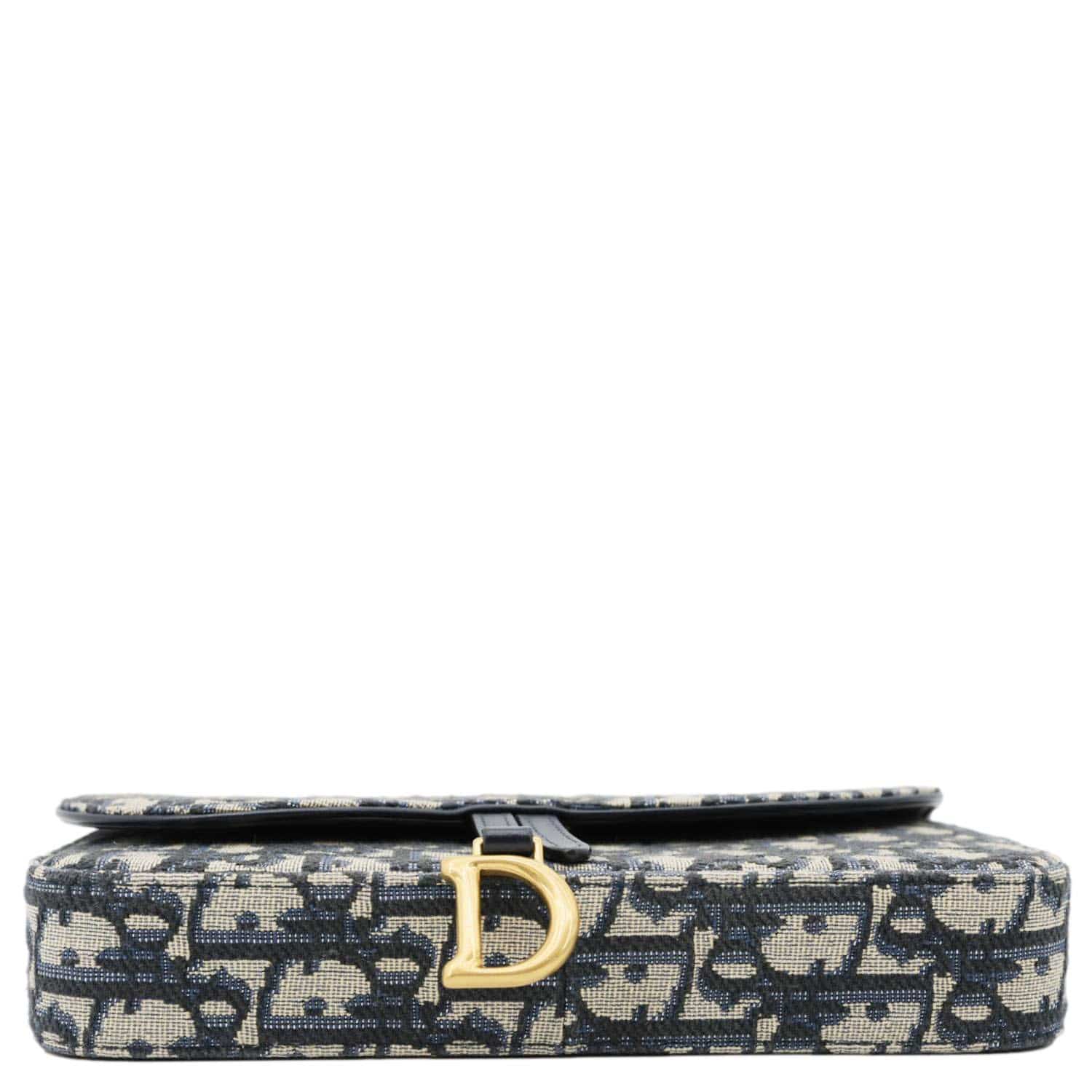 CHRISTIAN DIOR Saddle Medium Oblique Canvas Chain Pouch Navy Blue - Image 10