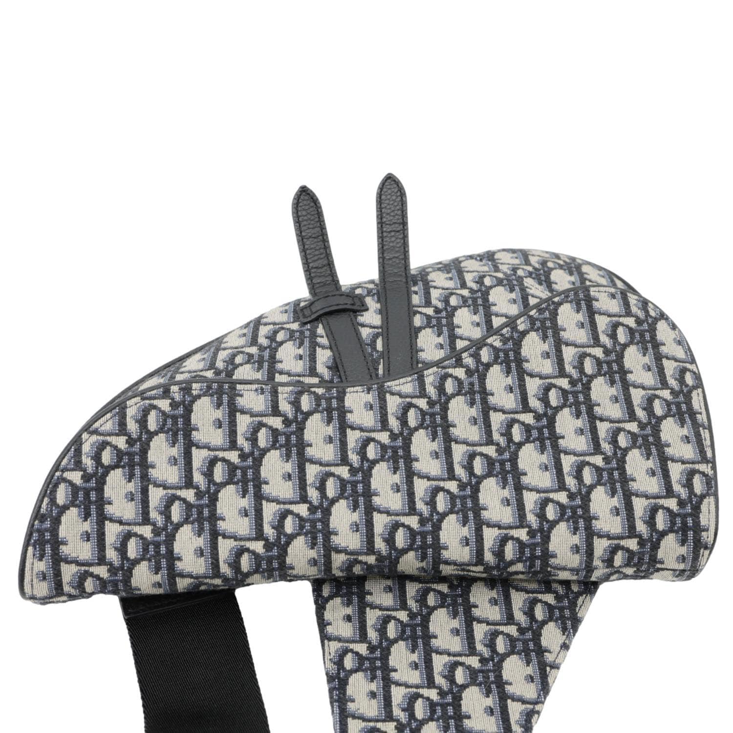 CHRISTIAN DIOR Saddle Oblique Jacquard Crossbody Bag Navy Blue - Image 4