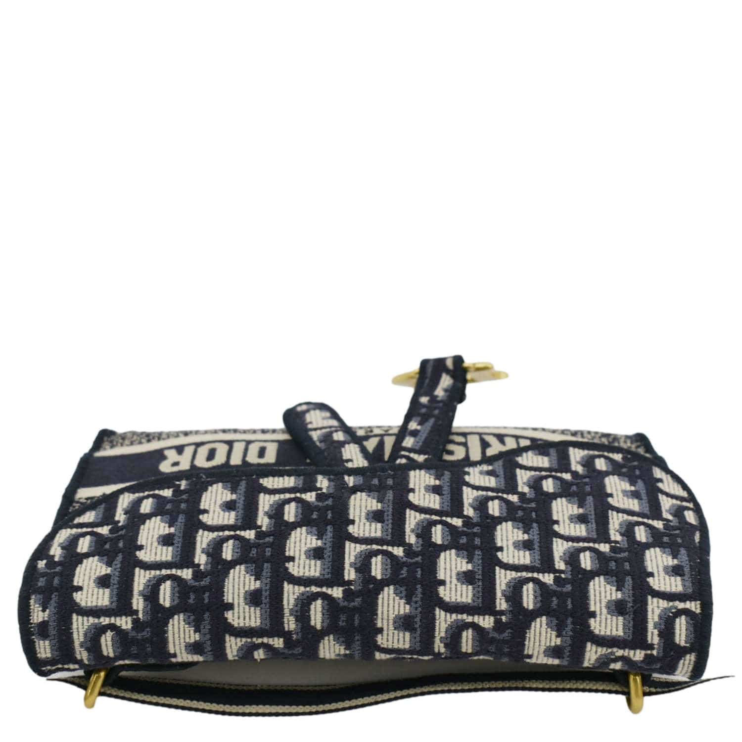 CHRISTIAN DIOR Saddle Slim Oblique Canvas Crossbody Bag Navy Blue - Image 5