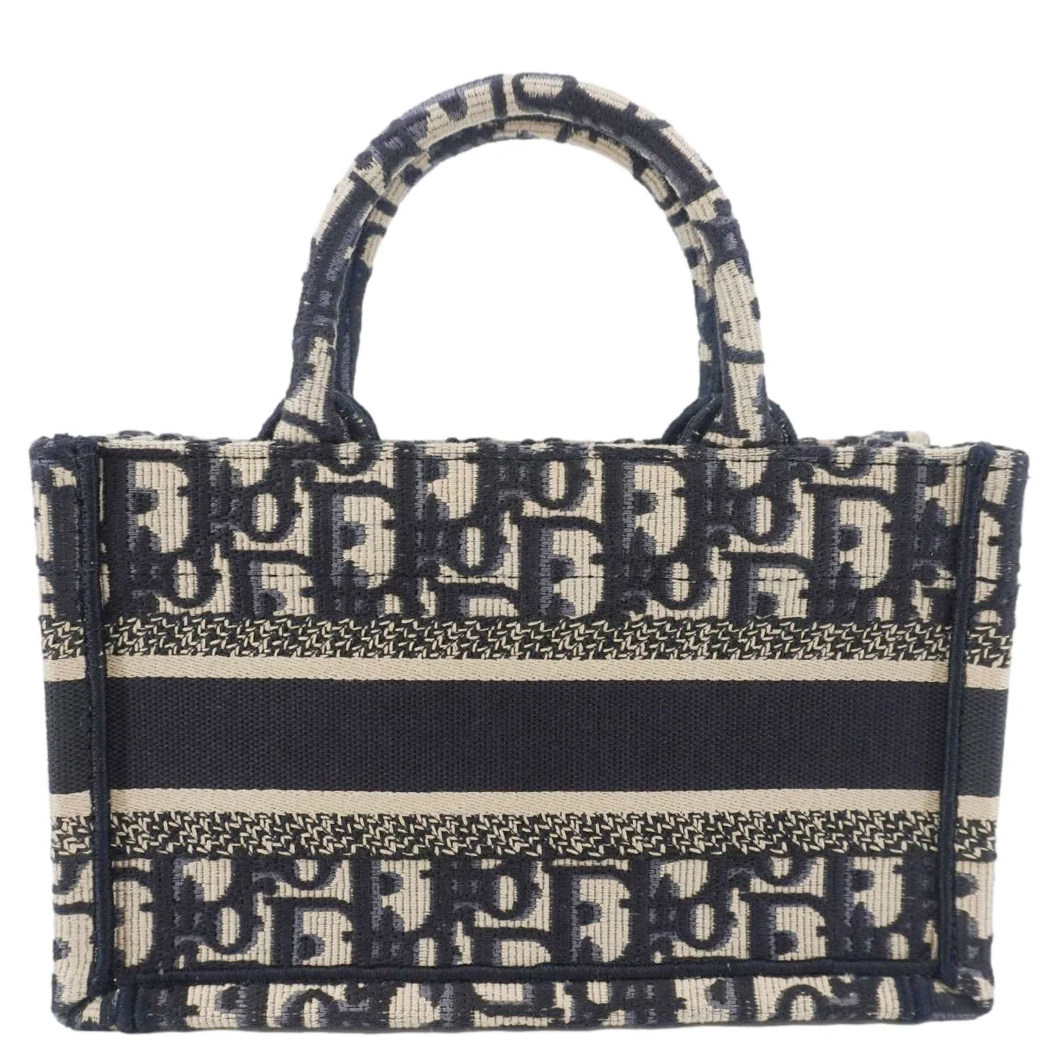 CHRISTIAN DIOR Book Mini Oblique Embroidery Canvas Shoulder Bag Blue - Image 4