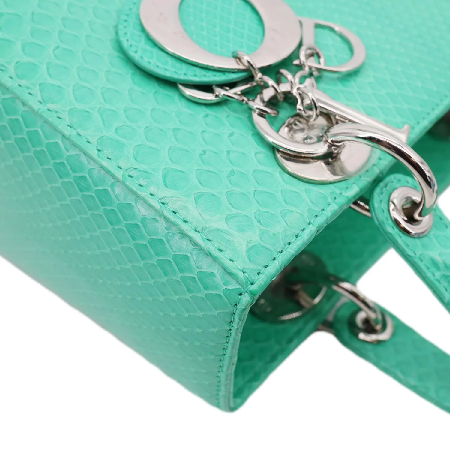 CHRISTIAN DIOR Lady Medium Dior Python Leather Shoulder Bag Green - Image 5