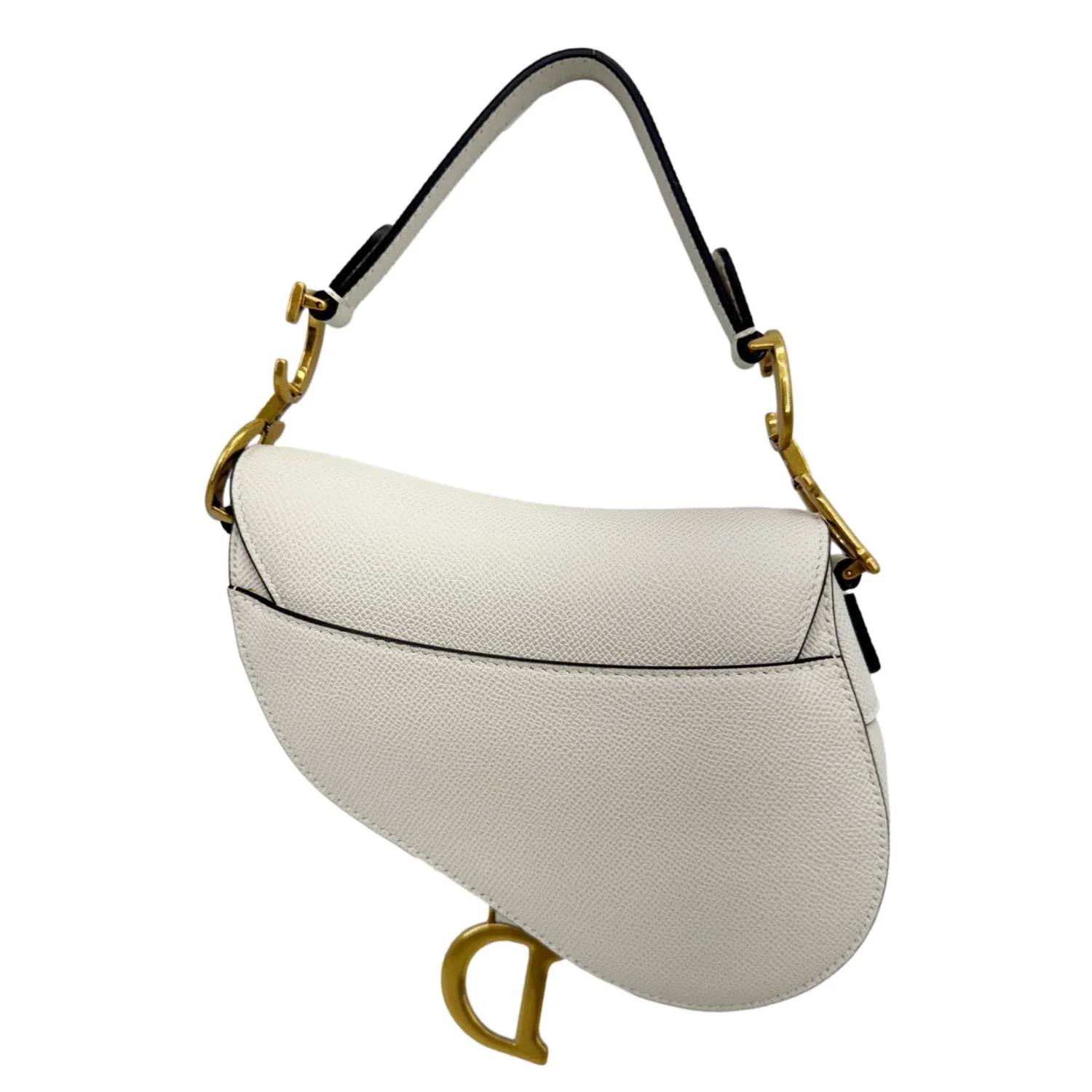 CHRISTIAN DIOR Saddle Leather Satchel Shoulder Bag Off White - Image 3