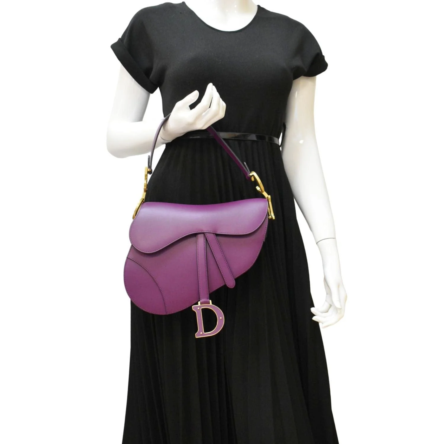 CHRISTIAN DIOR Saddle Leather Satchel Bag Mulberry - Image 2