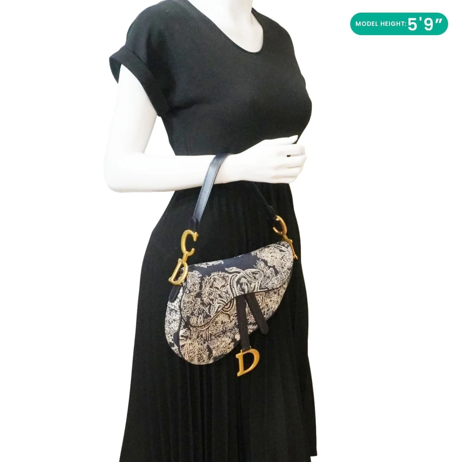 CHRISTIAN DIOR Saddle Reverse Embroidered Toile Hobo Bag Blue - Image 2