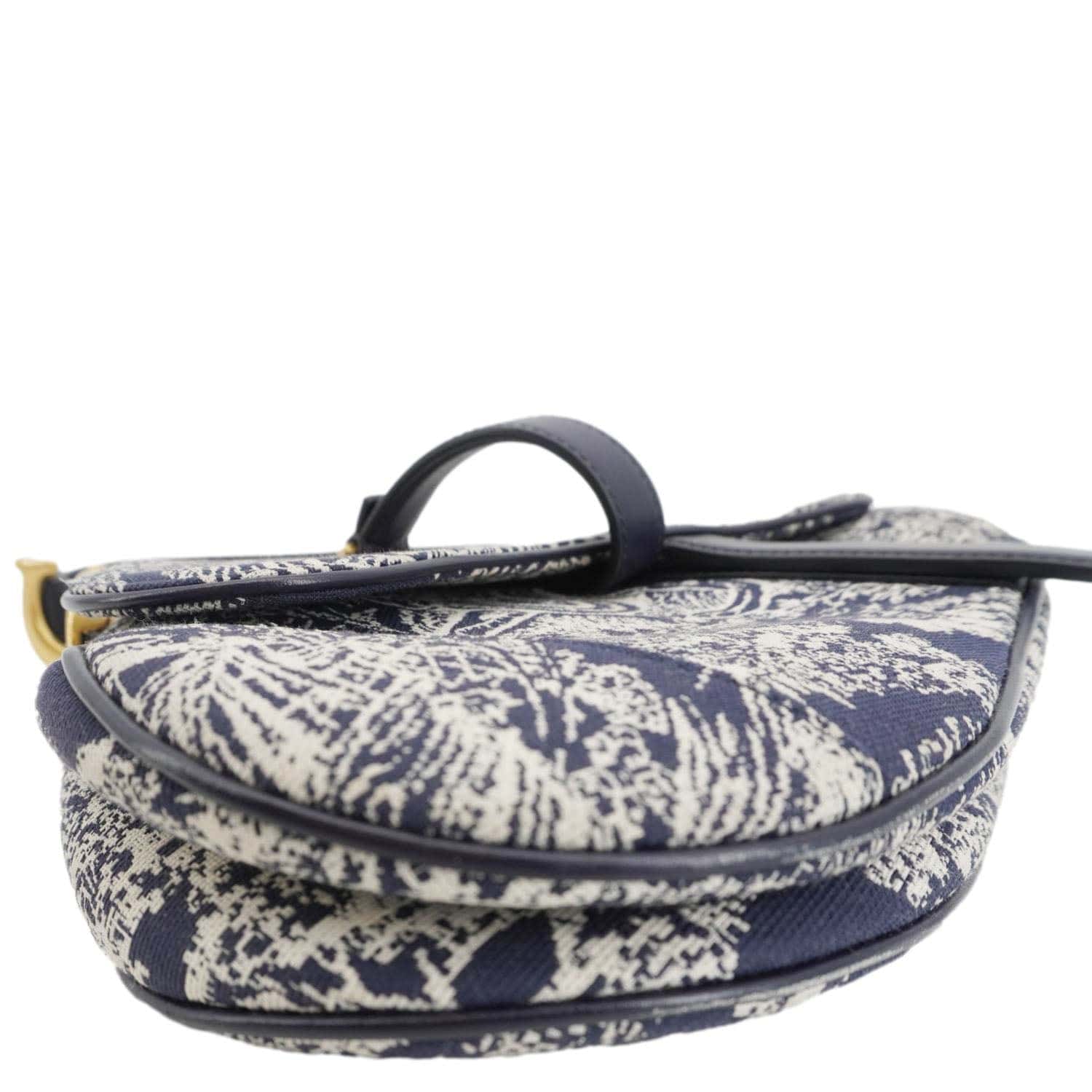 CHRISTIAN DIOR Saddle Reverse Embroidered Toile Hobo Bag Blue - Image 8
