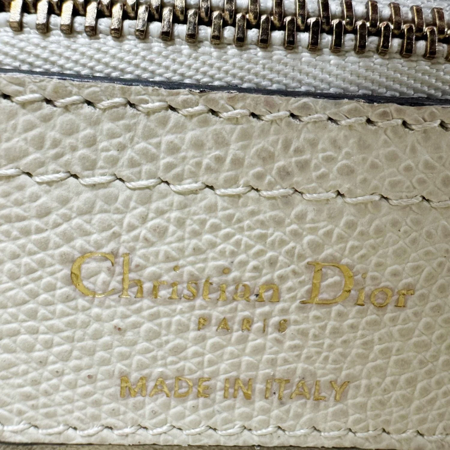 CHRISTIAN DIOR Saddle Leather Satchel Bag Off White - Image 13