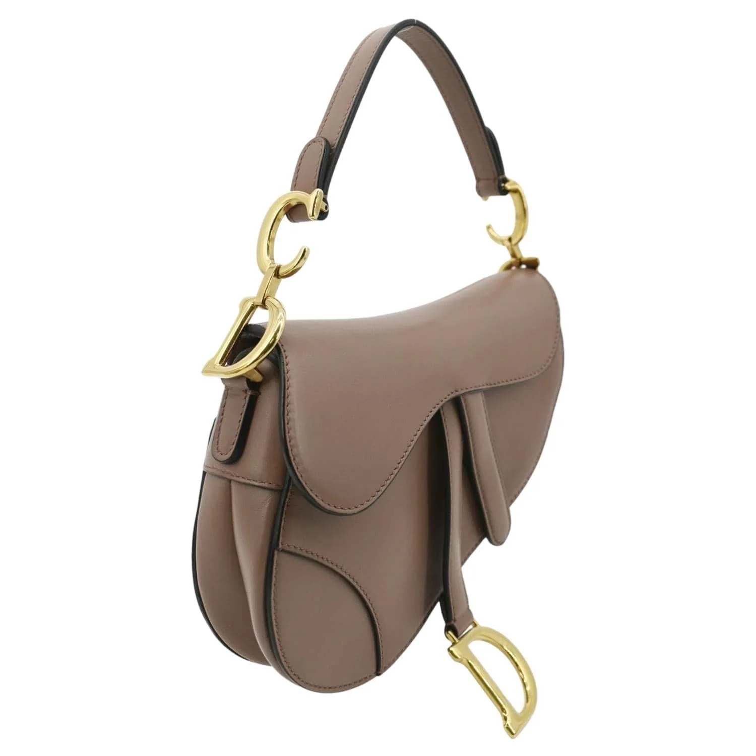 CHRISTIAN DIOR Saddle Calfskin Leather Satchel Bag Rose Taupe - Image 3