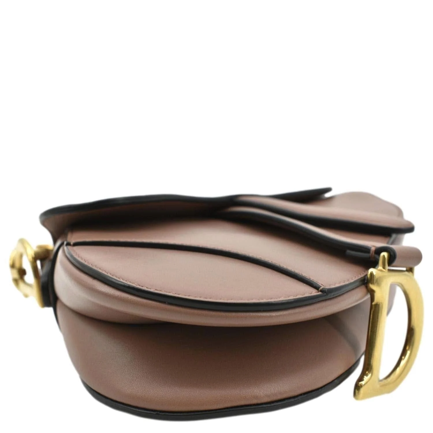 CHRISTIAN DIOR Saddle Calfskin Leather Satchel Bag Rose Taupe - Image 9