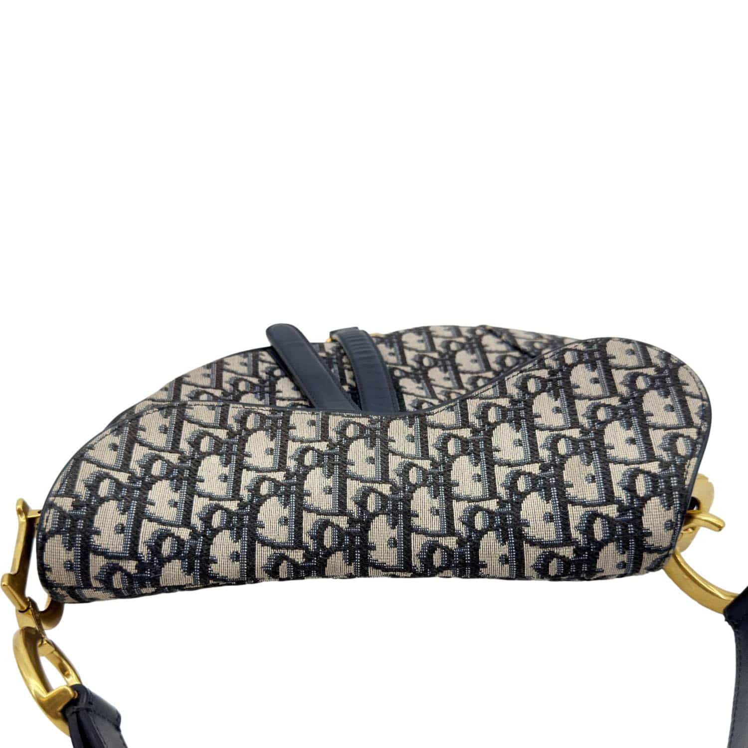 CHRISTIAN DIOR Saddle Oblique Jacquard Belt Crossbody Bag Navy Blue - Image 4