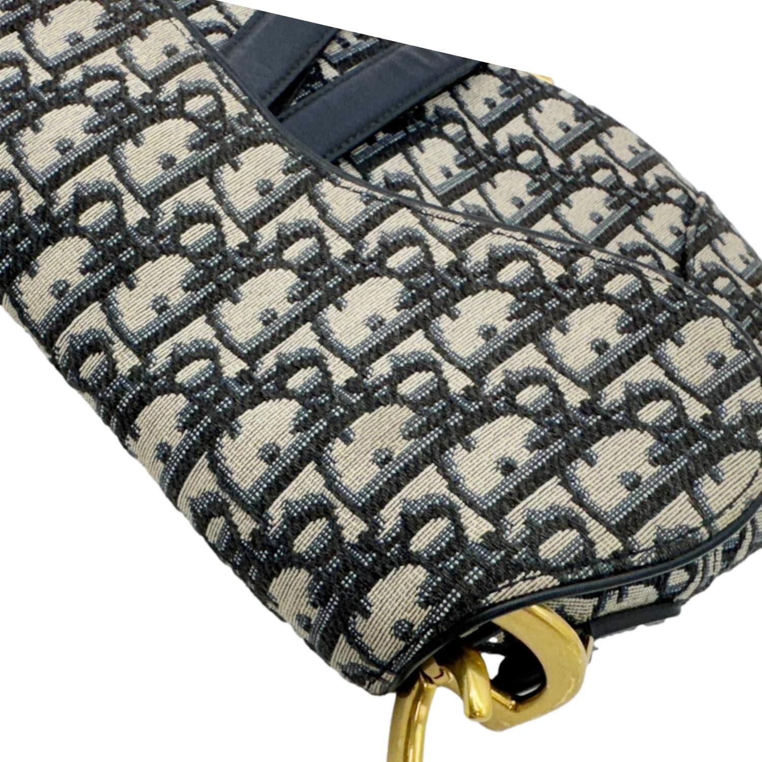 CHRISTIAN DIOR Saddle Oblique Jacquard Belt Crossbody Bag Navy Blue - Image 5