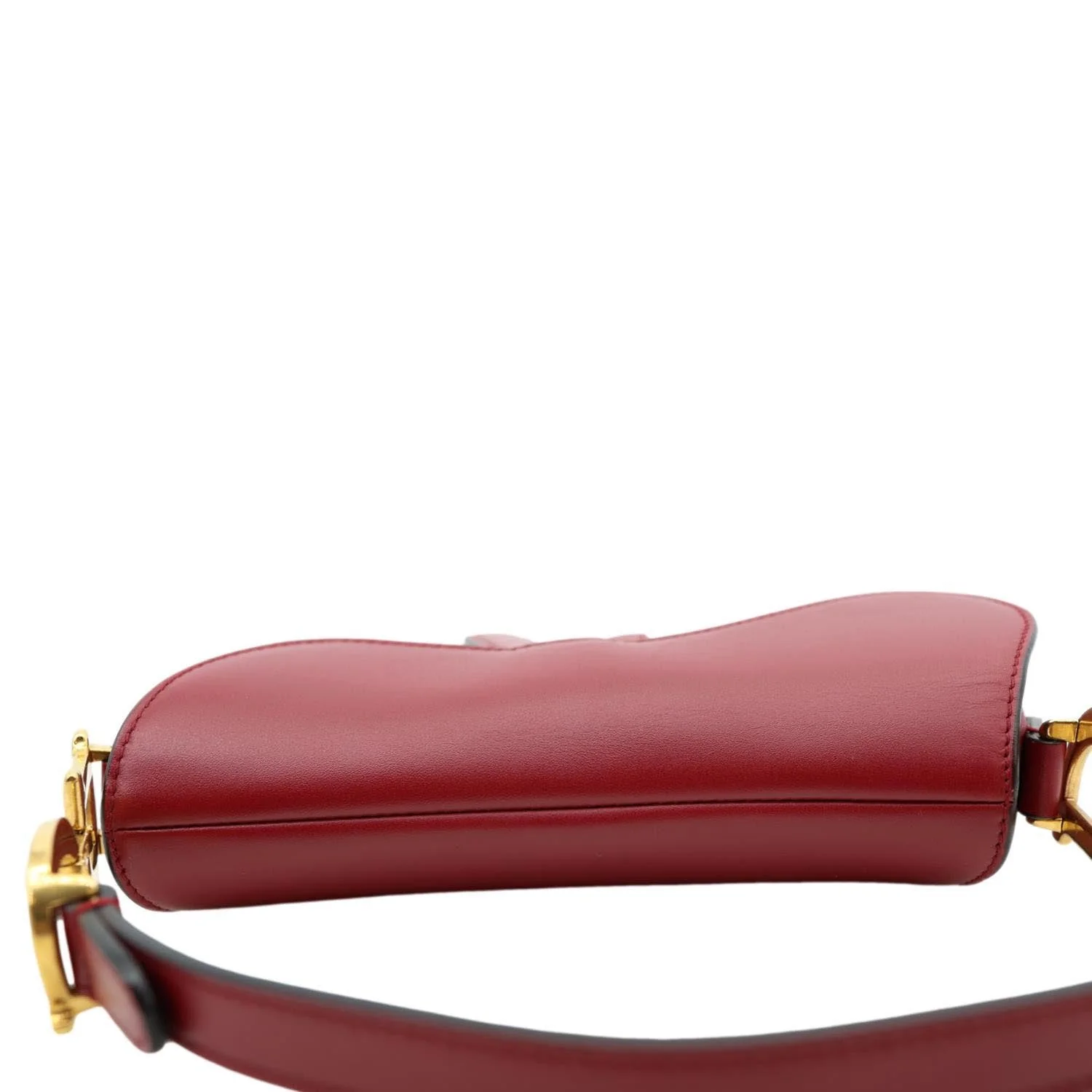 CHRISTIAN DIOR Saddle Smooth Leather Shoulder Bag Maroon - Image 4