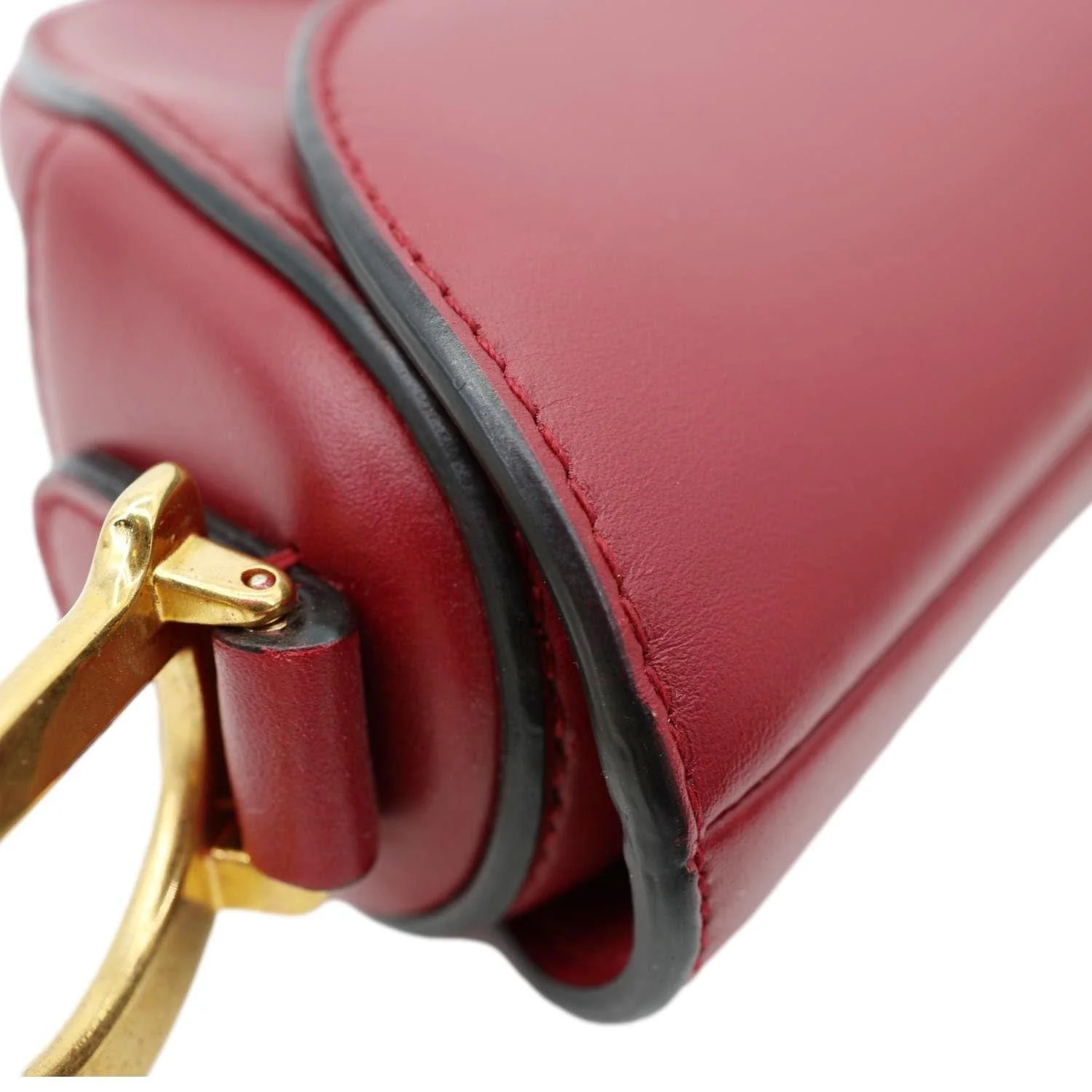 CHRISTIAN DIOR Saddle Smooth Leather Shoulder Bag Maroon - Image 5