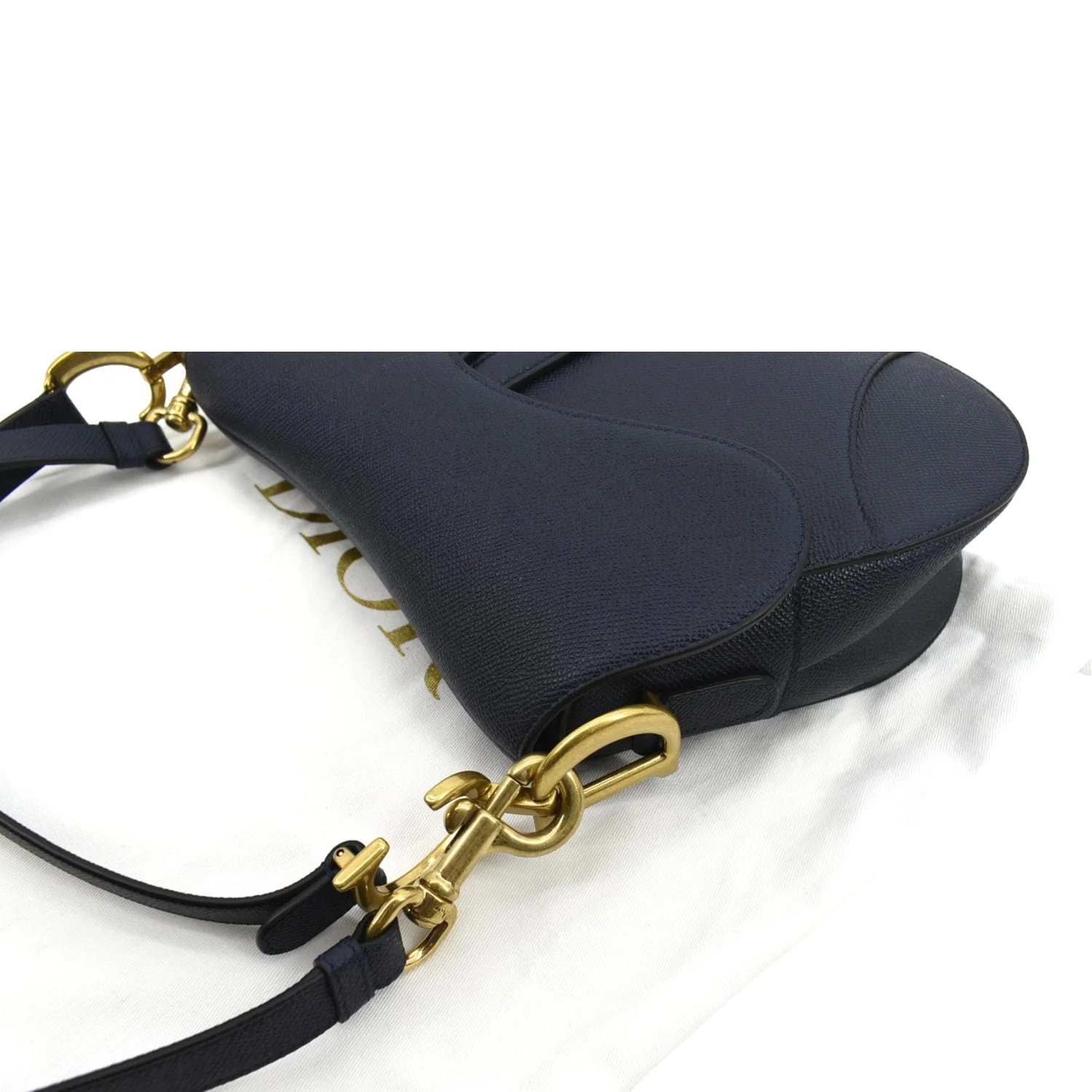 CHRISTIAN DIOR Saddle Grained Calfskin Leather Shoulder Bag Royal Blue - Image 6