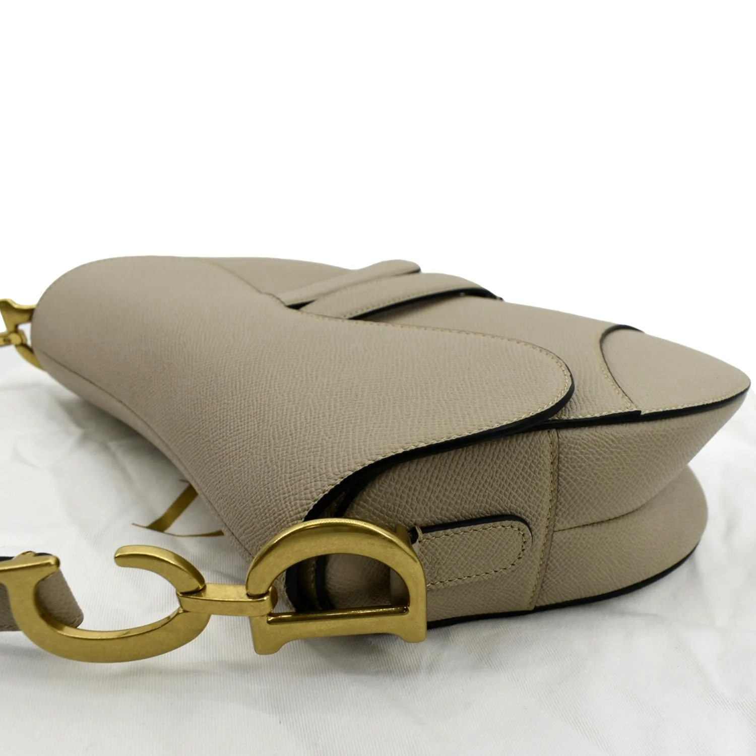 CHRISTIAN DIOR Saddle Grained Calfskin Leather Shoulder Bag Beige - Image 6