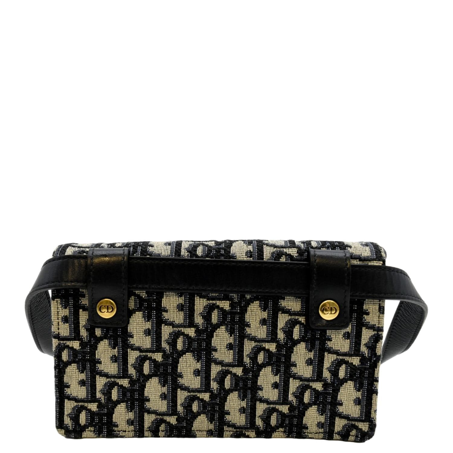 CHRISTIAN DIOR Saddle Oblique Canvas Belt Bag Navy Blue - Image 3