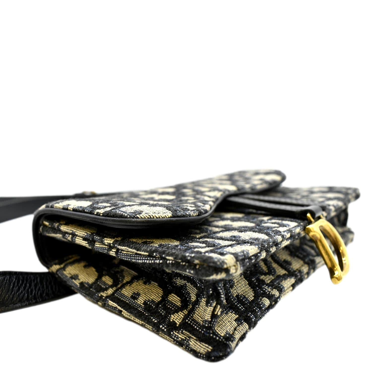 CHRISTIAN DIOR Saddle Oblique Canvas Belt Bag Navy Blue - Image 7