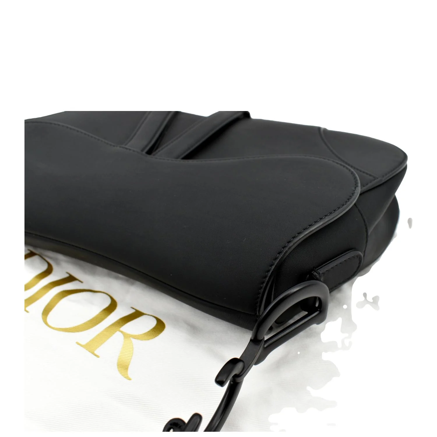 CHRISTIAN DIOR Saddle Leather Satchel Bag Black - Image 5