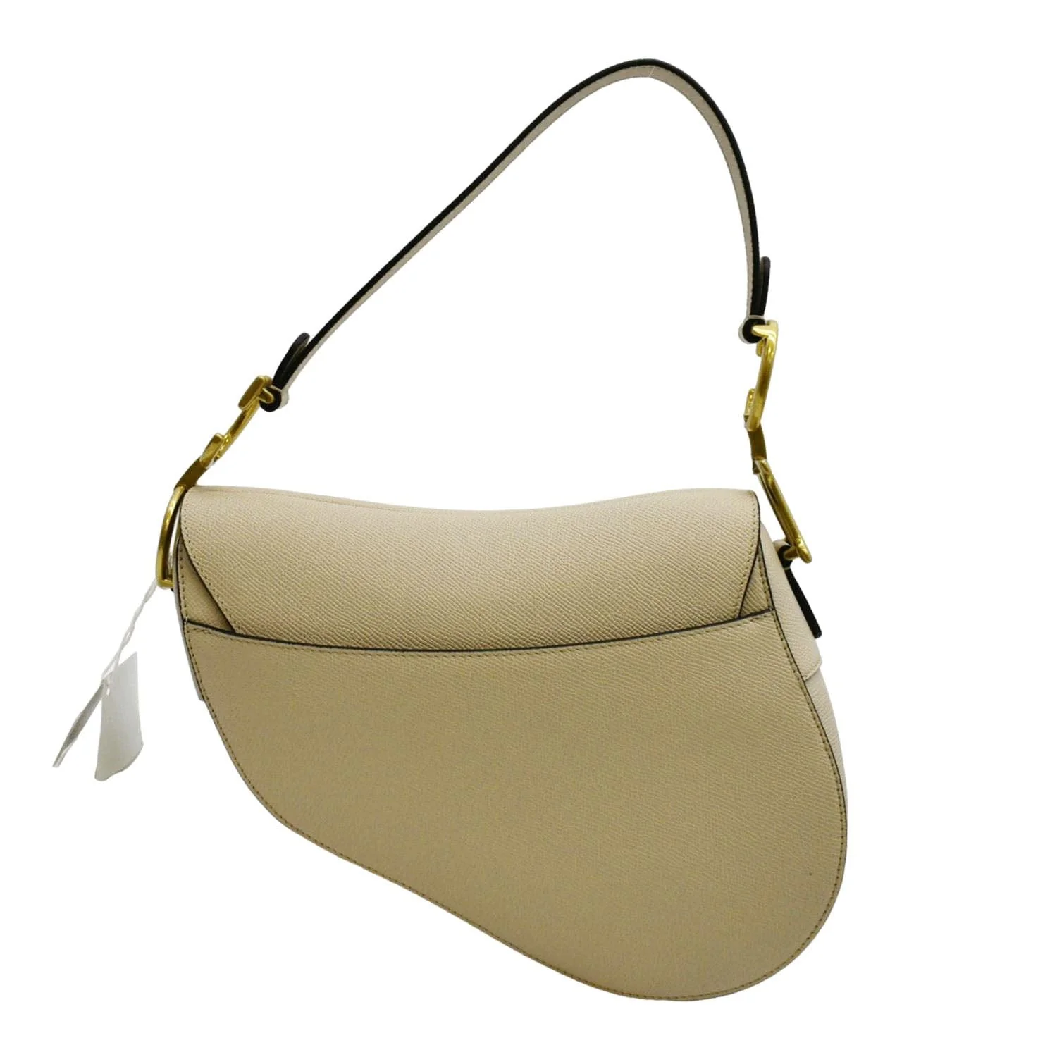 CHRISTIAN DIOR Saddle Grained Calfskin Leather Satchel Shoulder Bag Caramel Beige - Image 3